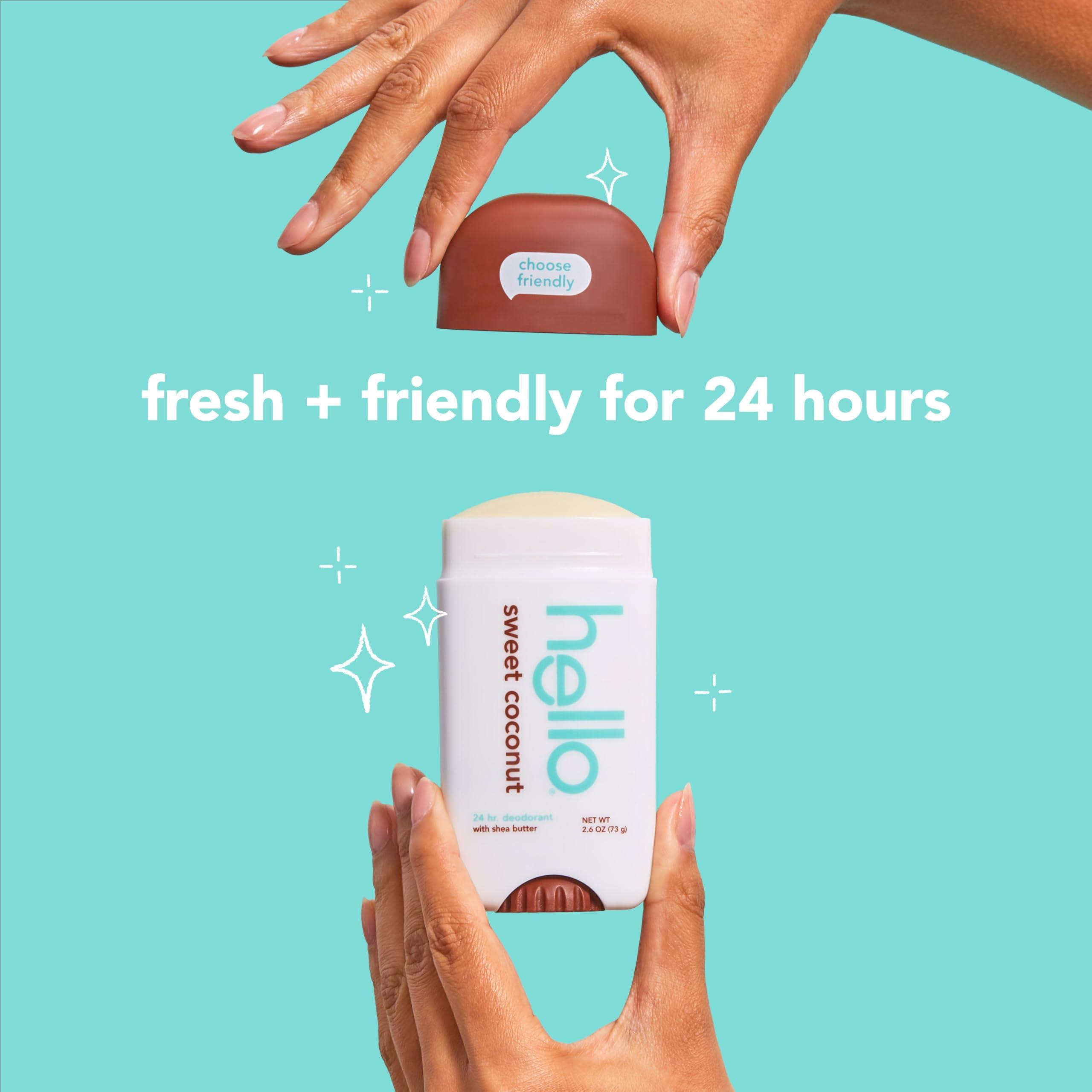 hello Sweet Coconut Deodorant With Shea Butter for Women + Men, Aluminum Free, Baking Soda Free, Parabens Free, 24 Hour Odor Protection, 2.6 Ounce, 2 Pack - Image 3