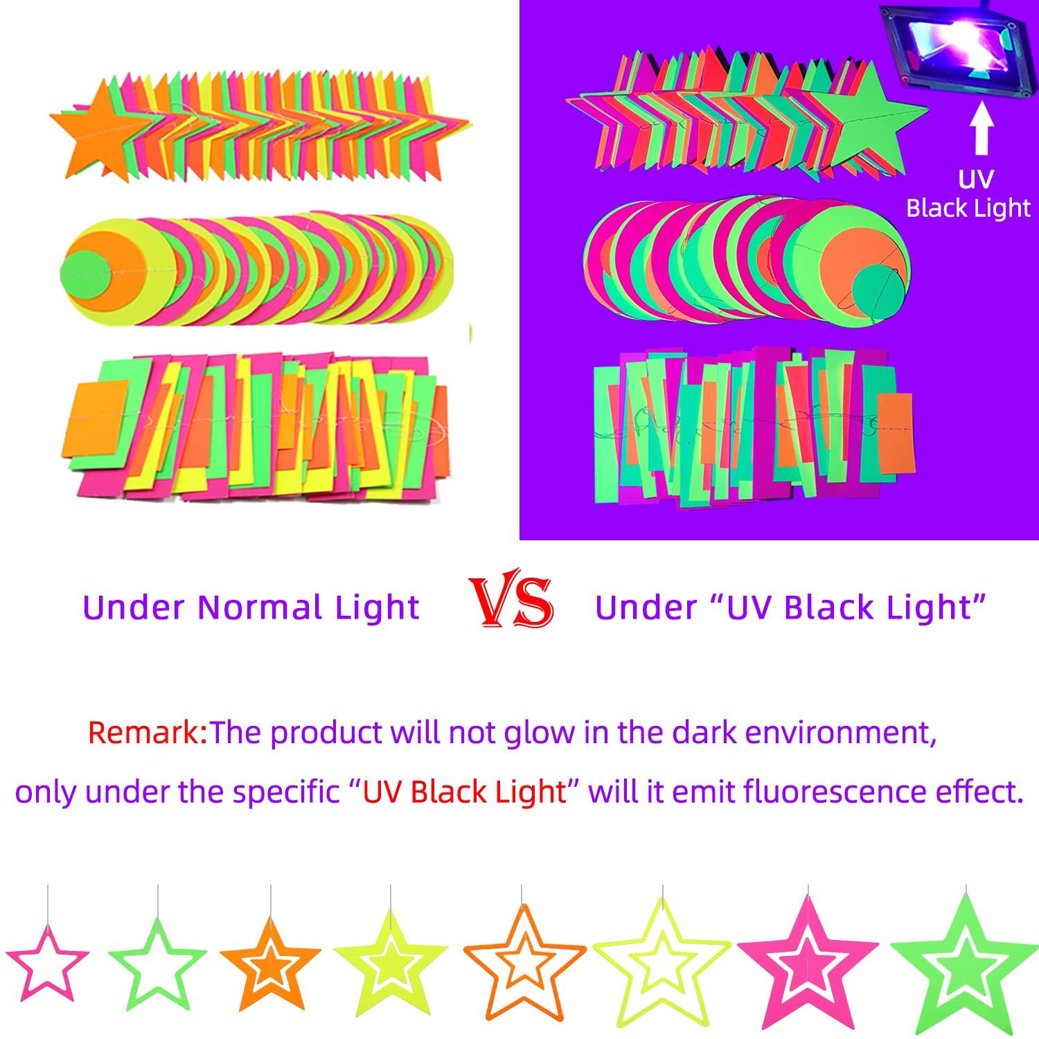 540feet Paper UV Neon Garland Neon Streamers Glow in The Dark Neon Party Supplies and Decorations Glow in The Dark Streamers Blacklight Reactive Fluorescent Black Light Party Kit for Birthday Wedding - Image 4