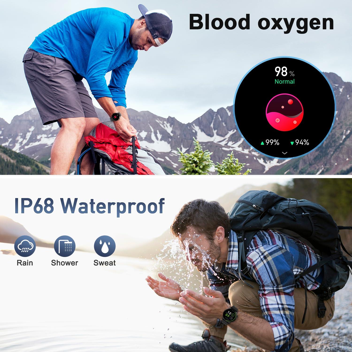 Smart Watch for Men Women Fitness: Waterproof Make/Answer Call Smart Watches for Men Digital Mens Watches Run Smartwatch Android Phones iPhone Samsung Compatible Heart Rate Monitor Step Tracker Black - Image 7