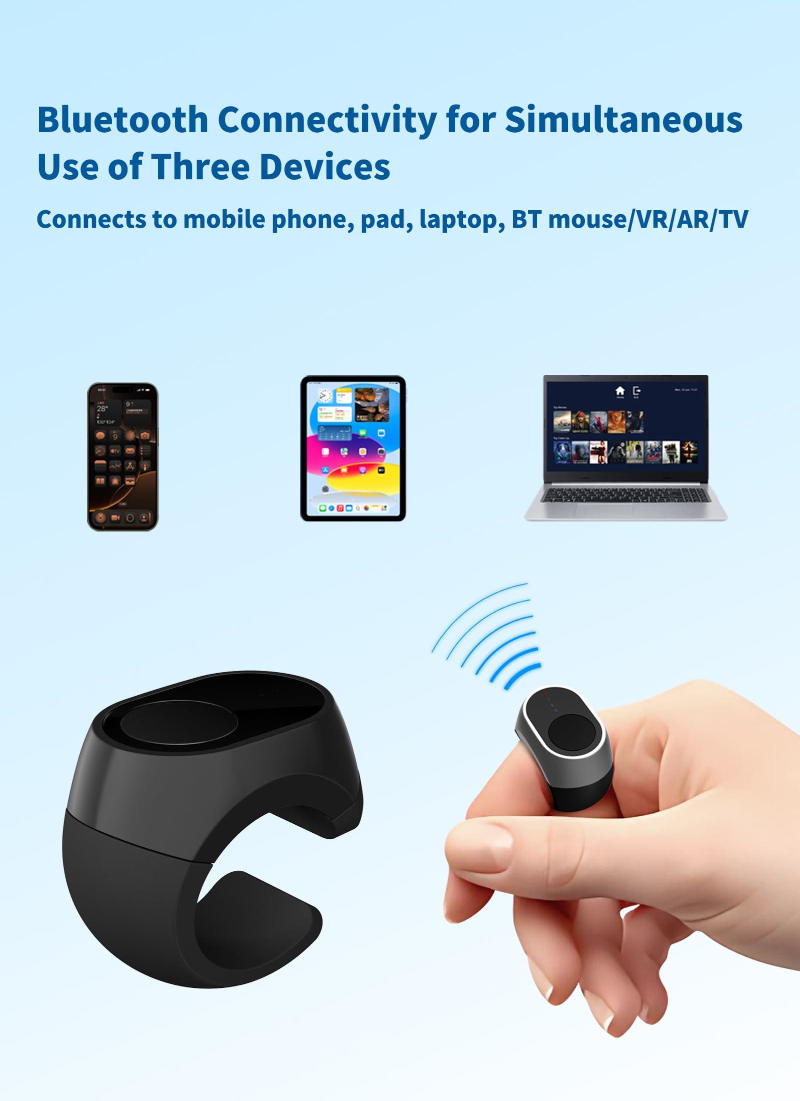 Bluetooth Remote Control Scrolling Ring for TikTok, Camera, Mouse, Page Turner Remote - for iPhone, iPad, Tablet, iOS and Android - Black - Image 2