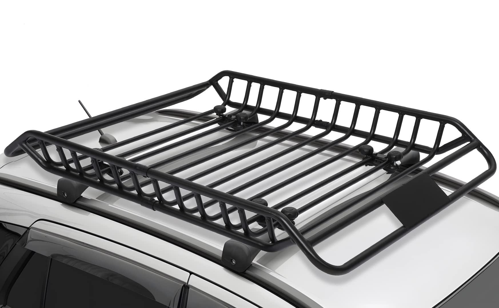 GARVEE Roof Rack Basket, 50" Rooftop Cargo Carrier Basket with 220 LBS Weight Capacity, Car Top Luggage Holder Carrier Basket for SUV, Truck