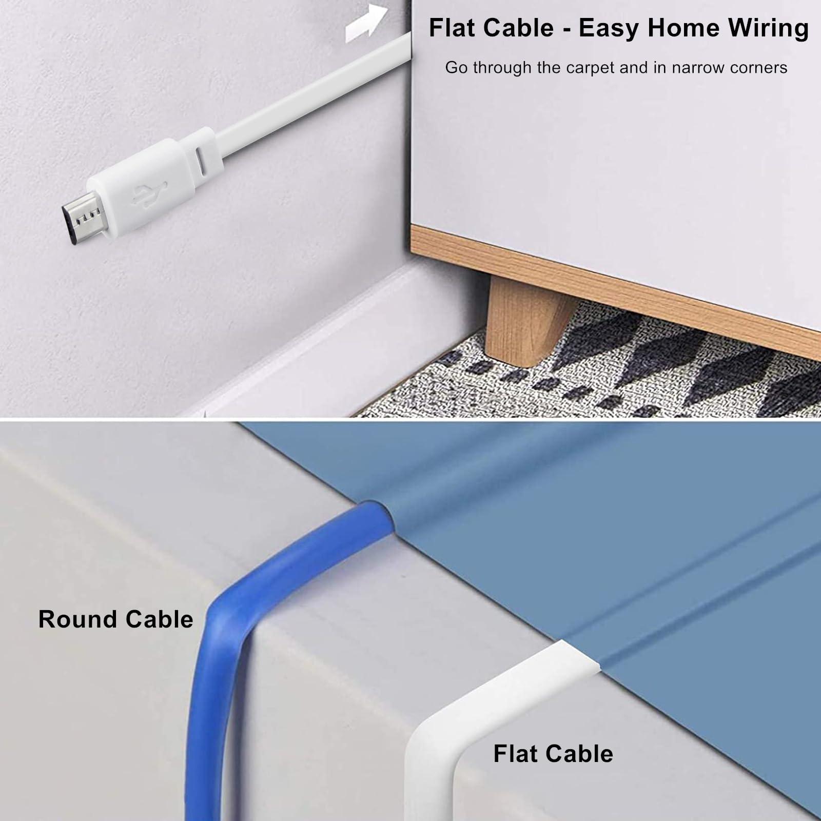 2-Pack 30ft Power Cable for Wyze Cam v4,Wyze Cam Pan v3,Wyze OG,Wyze Cam v3 Pro Security Cameras - 9m Long Flat Extension Micro USB Charging Cord with L-Shaped Short Adapter & 18W Fast Charger, White - Image 6