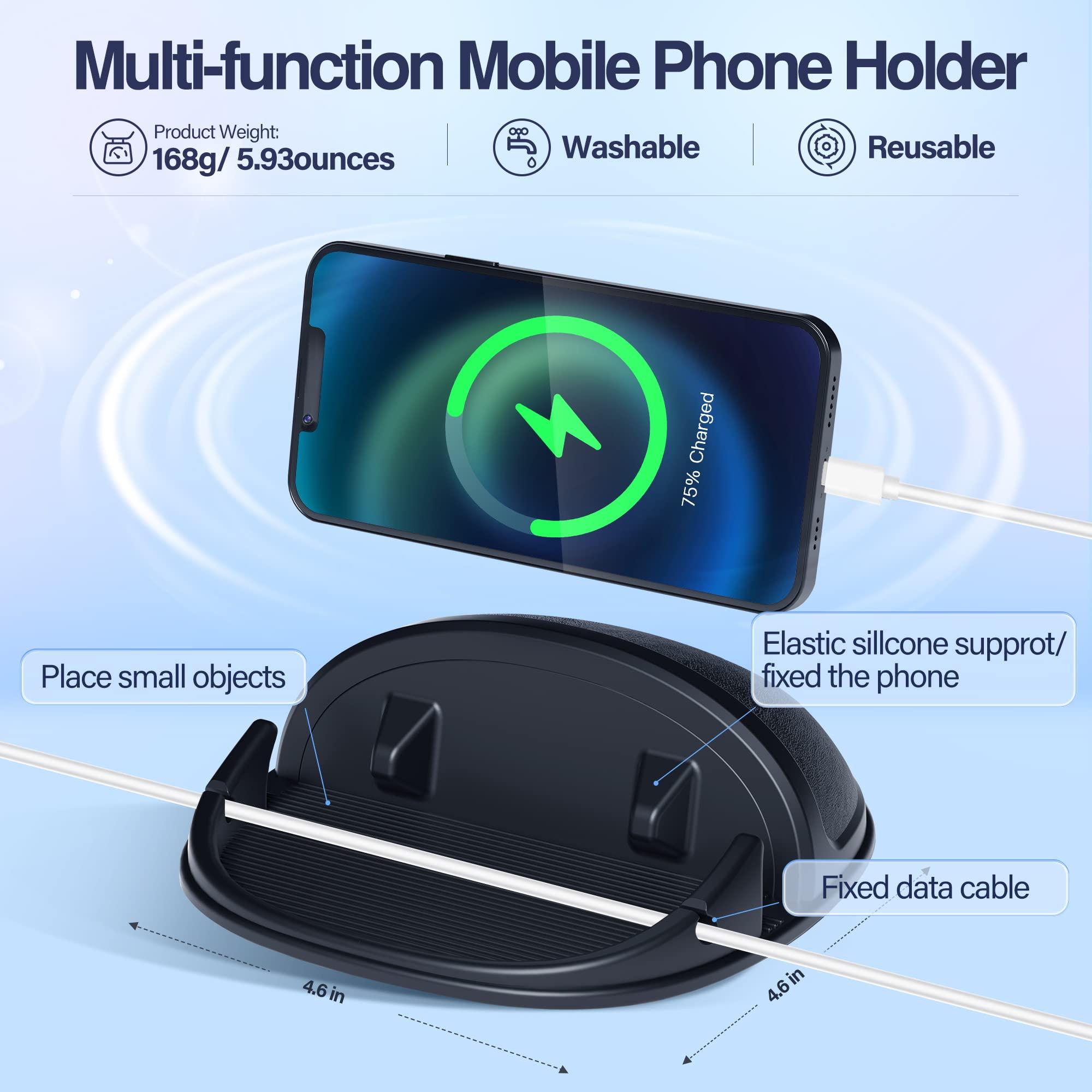 Loncaster Car Phone Holder, Car Phone Mount Silicone Car Pad Mat for Various Dashboards, Slip Free Desk Phone Stand Compatible with iPhone, Samsung, Android Smartphones, GPS Devices and More, Black - Image 5