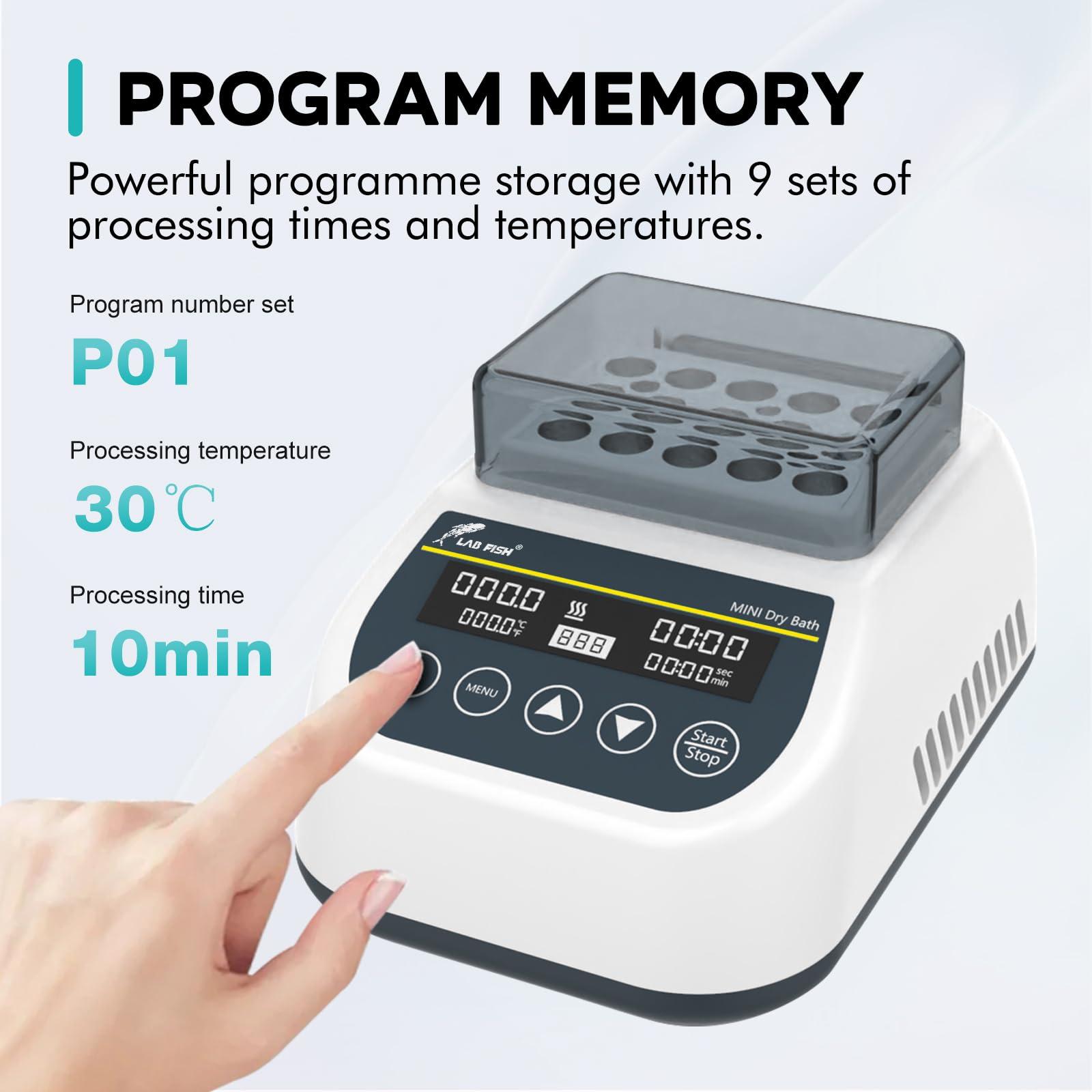 LAB FISH Mini Heating Digital Dry Bath Incubator Laboratory Thermostatic Heater,Programmable Timer | Dry Block Incubator with 1.5ml*15 Centrifuge Tubes Block - Image 3