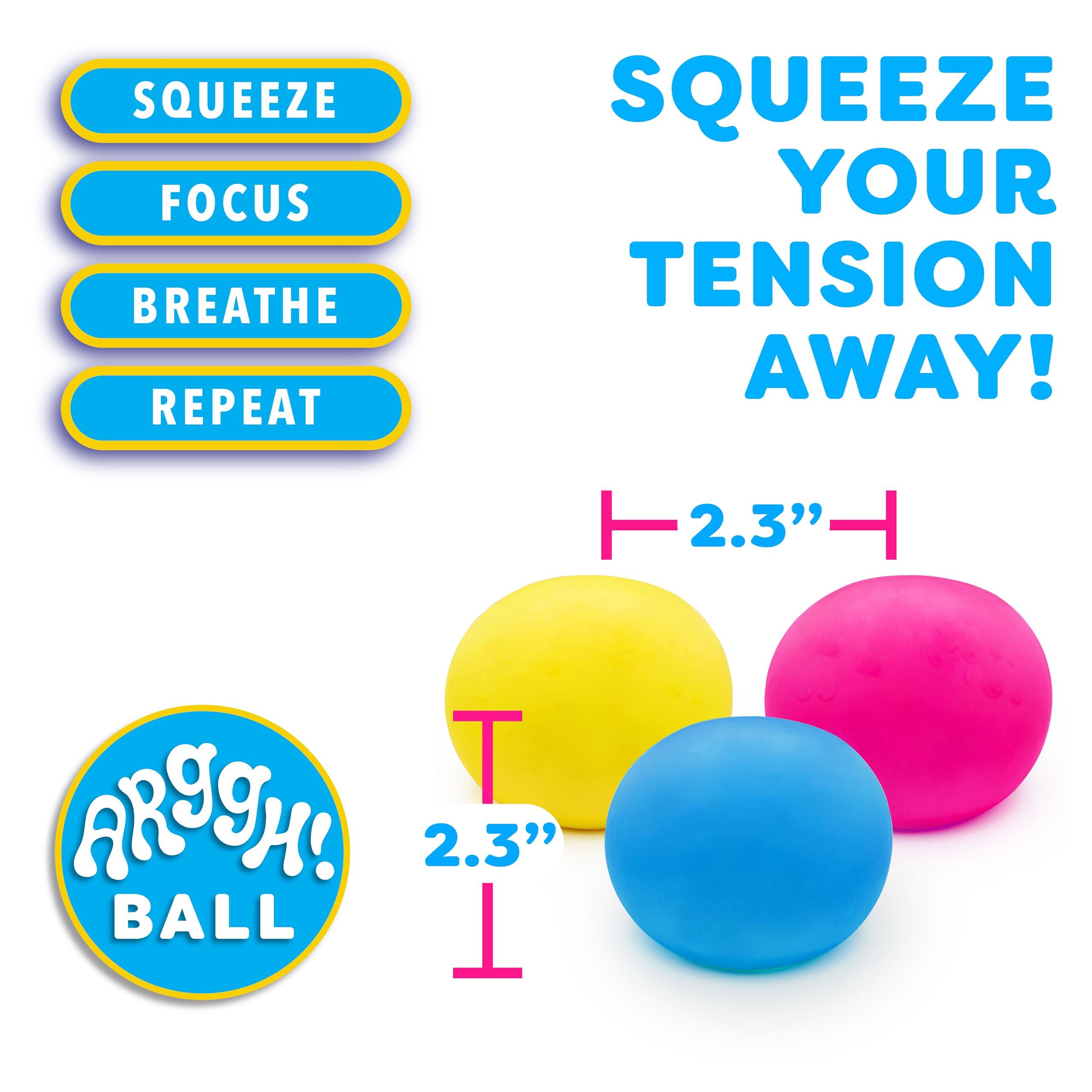 Power Your Fun Arggh Mini Stress Balls for Adults and Kids - 3pk Squishy Stress Balls, Color Changing Resistance Fidget Toys, Sensory Stress Relief Squeeze Toys Squishy Toy (Yellow, Pink, Blue) - Image 4