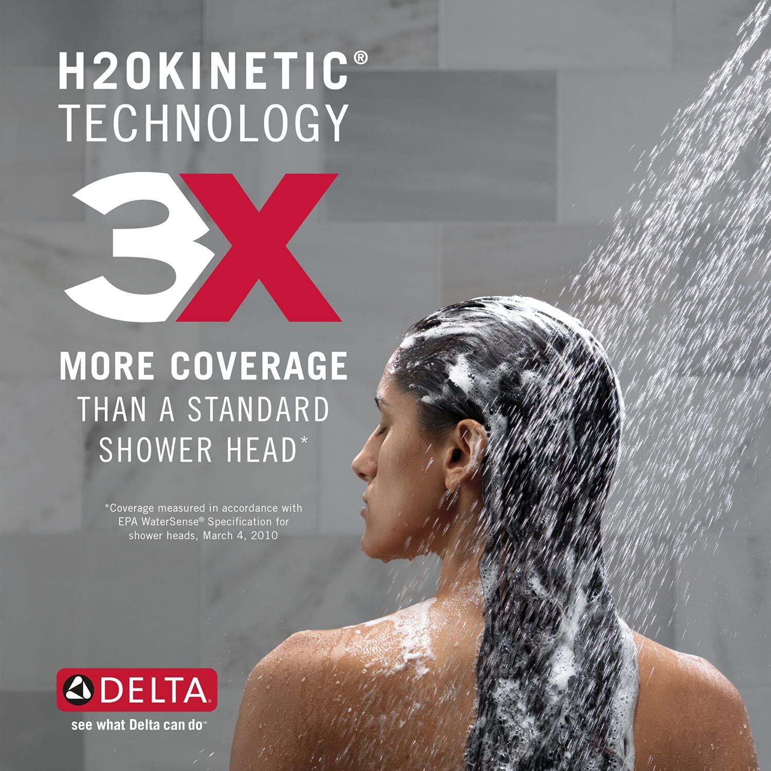 Delta Faucet Nicoli 14 Series Single-Handle Shower Faucet, Shower Trim Kit with 5-Spray H2Okinetic Shower Head, Chrome 142749 (Shower Valve Included) - Image 3