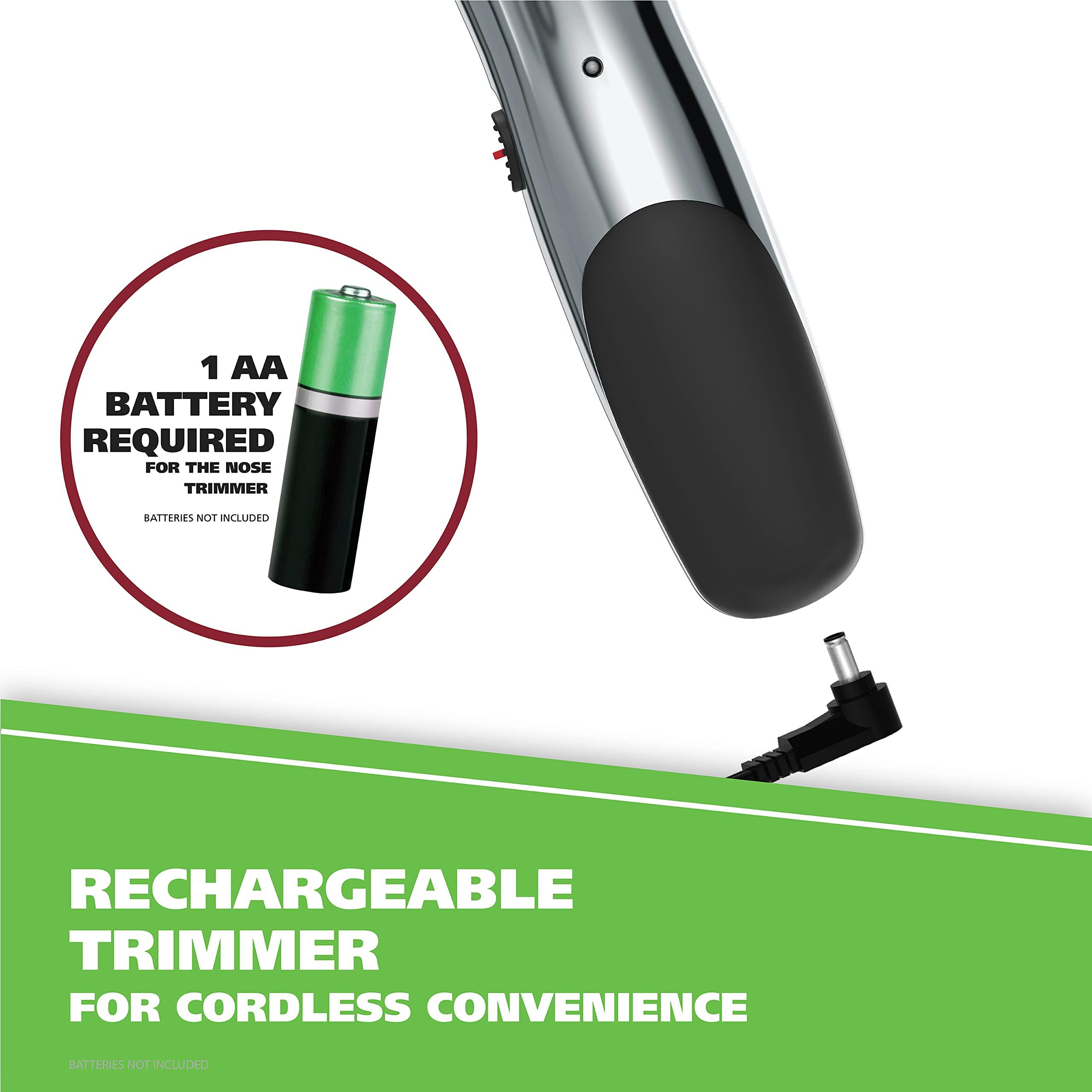 Wahl Groomsman Rechargeable Beard Trimmer kit for Mustaches, Nose Hair, and Light Detailing and Grooming with Bonus Wet/Dry Battery Nose Trimmer – Model 5622v - Image 6