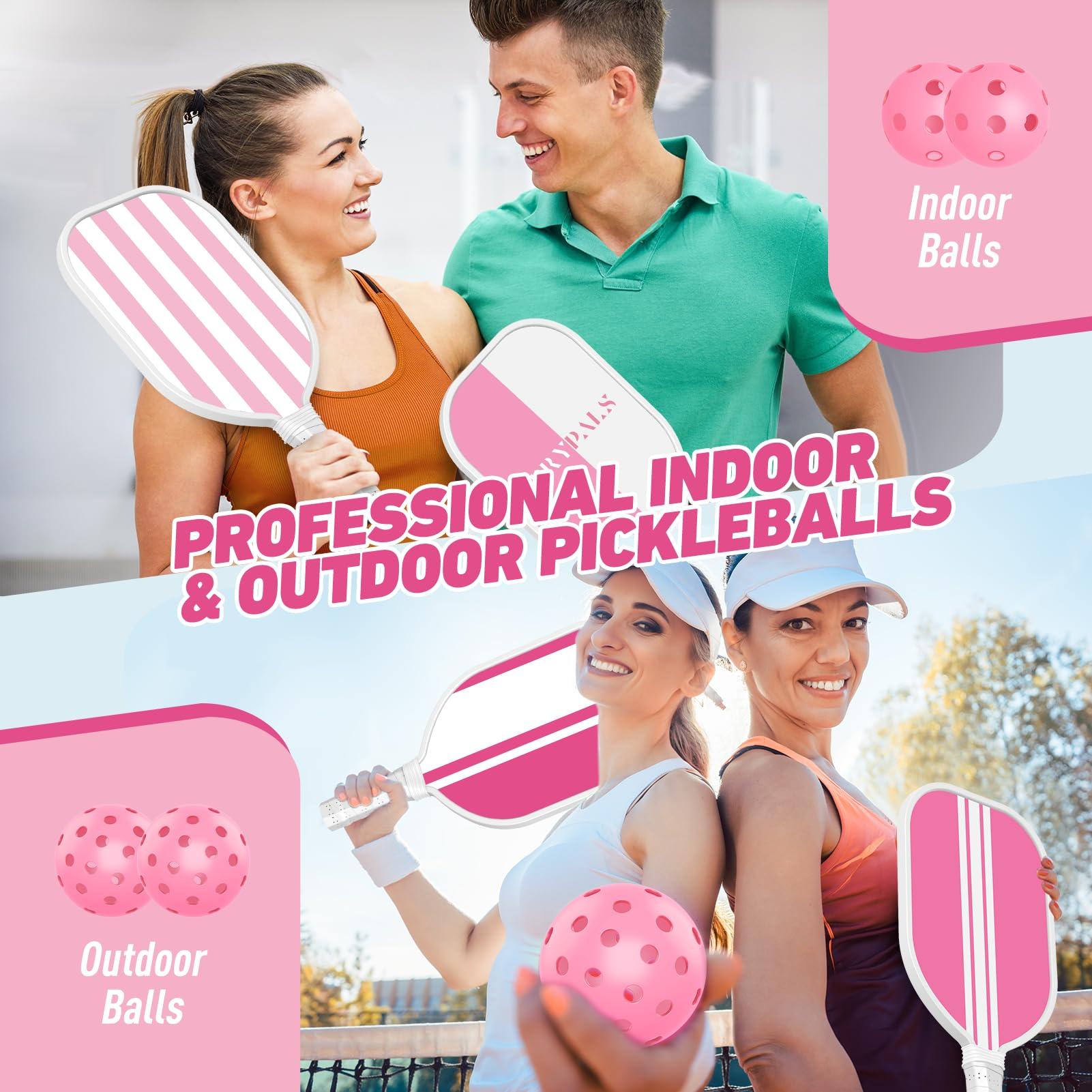 Pickleball Paddles Set of 4, USAPA Approved Pickleball Set of 4 with 4 Pickleball Balls & 1 Carry Bag Premium Wooden Cute Pickle Ball Paddles Rackets Ergonomic Cushion Grip Gifts for Women Youth Men - Image 6