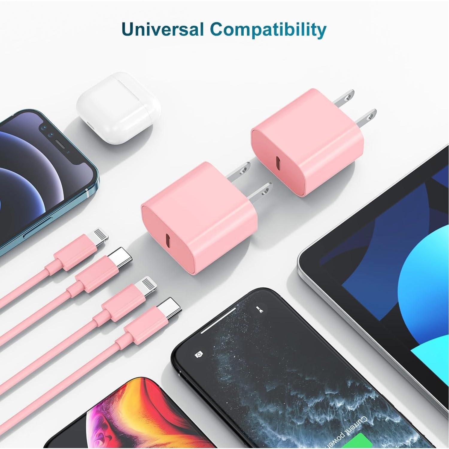 Phone Charger Fast Charging 10 FT, Long USB C to Lighting Cable 10 Foot with 20W USB C Rapid Phone Charger Block, Compatible with iPhone 14 Pro/13Pro Max/12/11Pro/Mini, 2 Pack - Pink - Image 6