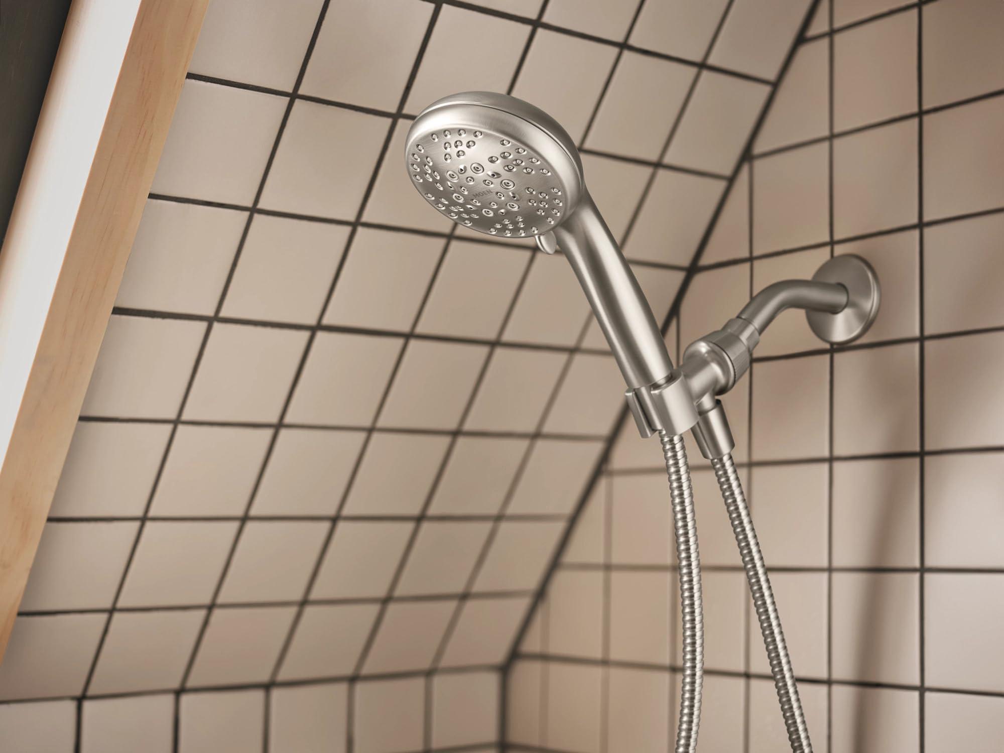 Moen Beric Spot Resist Nickel Single Handle Modern Tub and Shower Faucet with Handshower, Valve Included, 82775SRN - Image 7