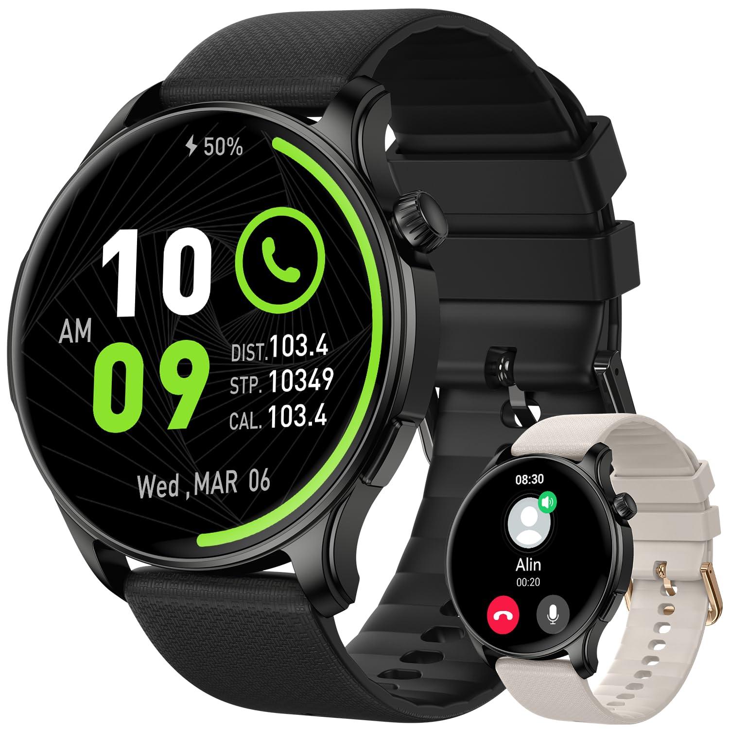 Smart Watch for Men Women Fitness: Waterproof Make/Answer Call Smart Watches for Men Digital Mens Watches Run Smartwatch Android Phones iPhone Samsung Compatible Heart Rate Monitor Step Tracker Black