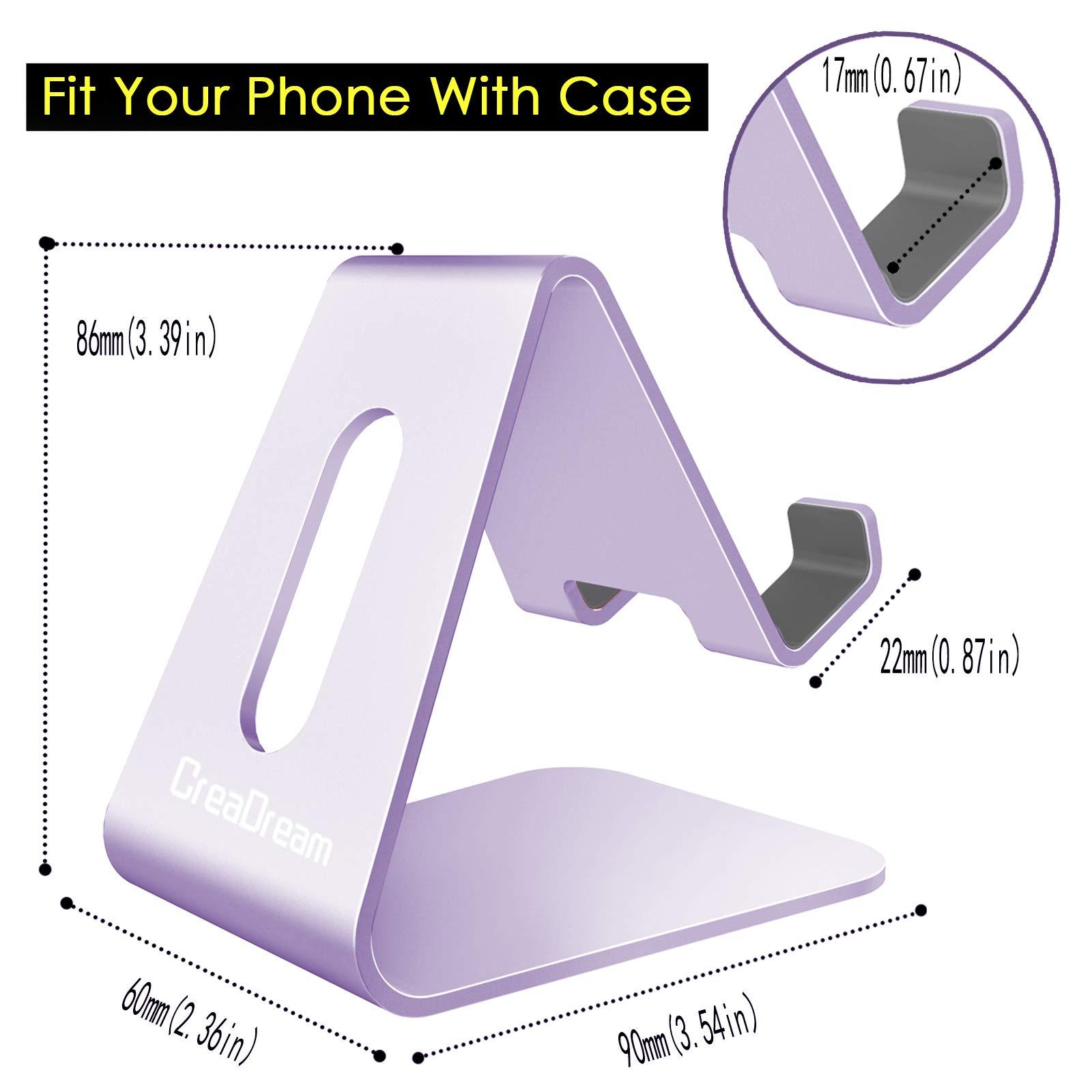 CreaDream Cell Phone Stand, Cradle, Holder,Aluminum Desktop Stand Compatible with Switch, All Smart Phone, iPhone 11 Pro Xs Max Xr X Se 8 7 6 6s Plus SE 5 5s-Purple - Image 5