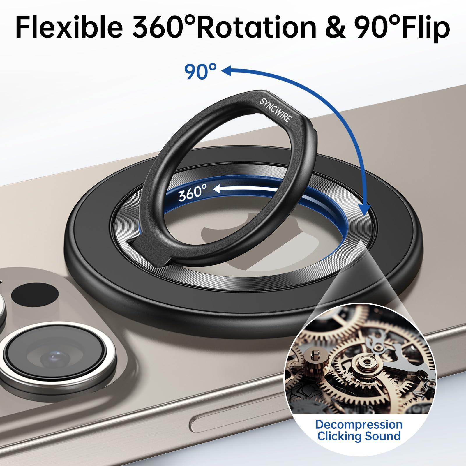 SYNCWIRE Upgraded Magnetic Phone Ring Holder for MagSafe, Magnet Cell Phone Grip Stand Finger Ring Kickstand Two-Sided Magnetic Compatible with iPhone 16 Pro Max 15 14 13 12 MagSafe Accessories - Image 2