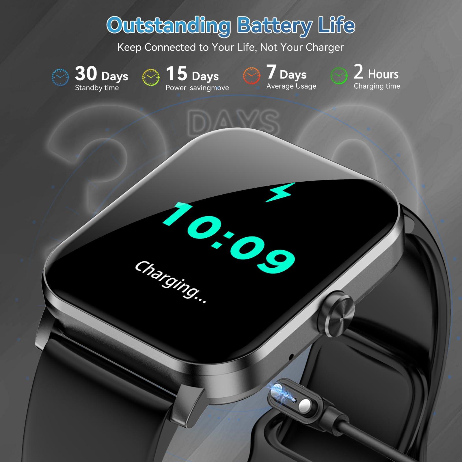 Smart Watch, 1.85" HD Smartwatch for Men Women (Answer/Make Calls), Fitness Watch with Heart Rate/Sleep/IP68 Waterproof/120+ Sports Modes, Pedometer, Android Smart Watch for Android iOS (Black) - Image 6