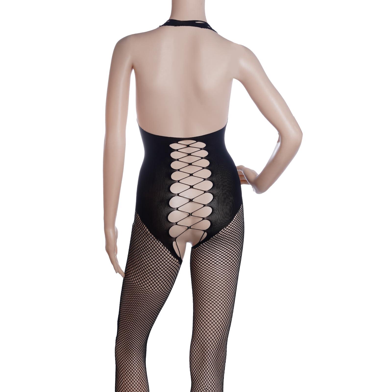 Fengek 3 Packs Women Fishnet Bodysuits, Stockings Sleepwear Lingerie for Couple Dating Nightwear, Black - Image 3