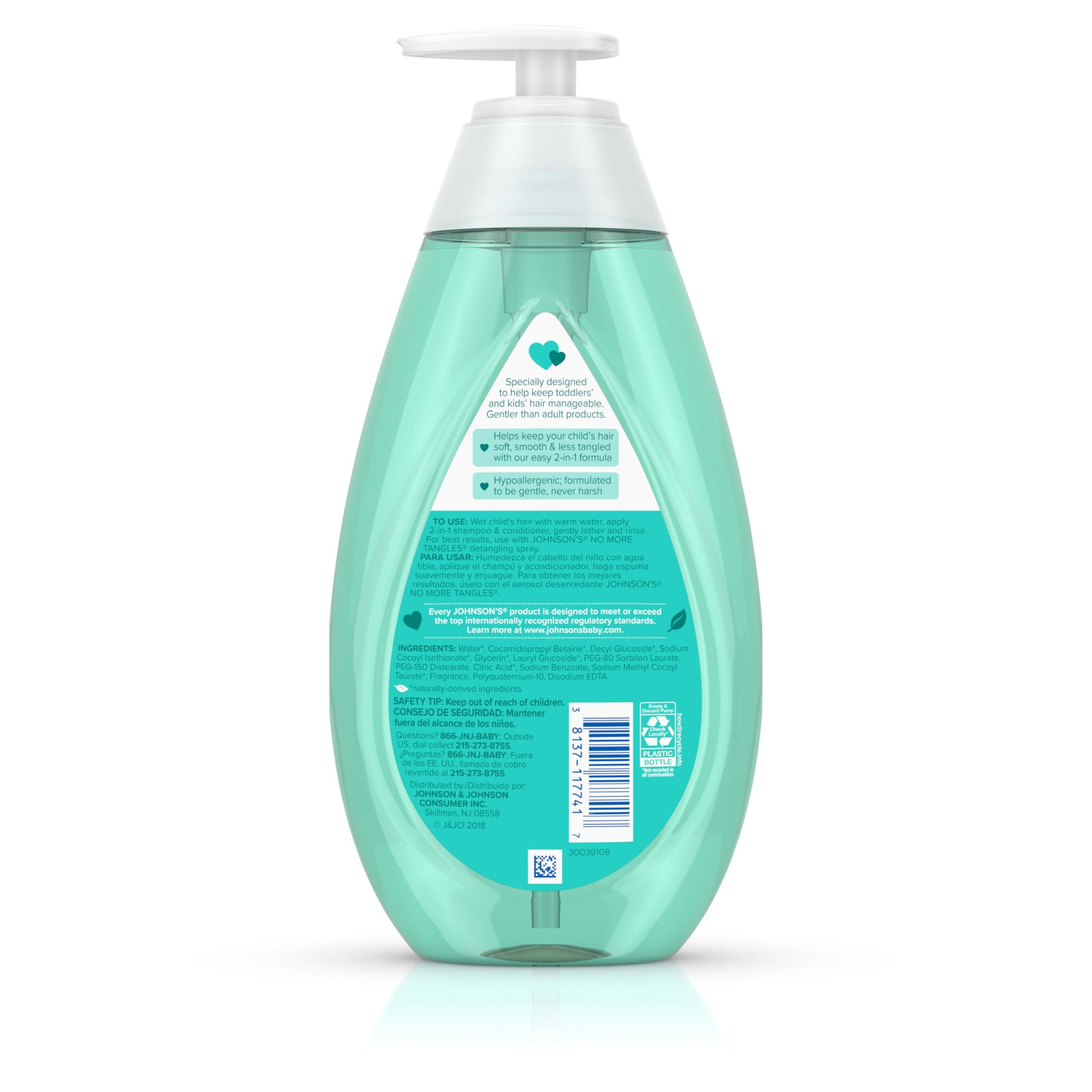 Johnson's Kids No More Tangles 2-in-1 Detangling Shampoo & Conditioner for Kids & Toddlers, Gentle & No More Tears, Hypoallergenic & Free of Parabens, Sulfates & Dyes, 20.3 fl. oz - Image 8