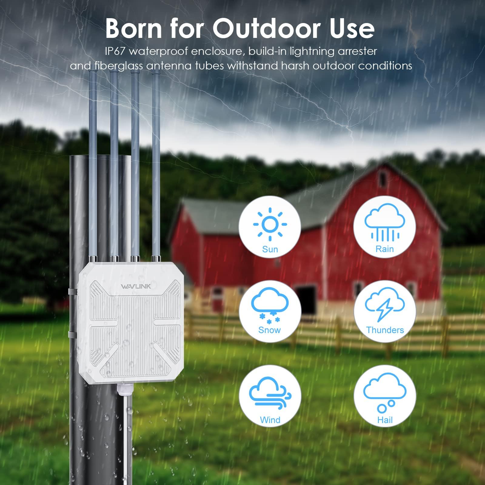WAVLINK Outdoor WiFi 6 Wireless Access Point, AX1800 WiFi 6 Extender Long Range, Support Active PoE, 4x8dBi Antennas,Work with Starlink/Repeater/Router,IP67,Up to 128 Devices for Farm,Yard,RV,Campsite - Image 2