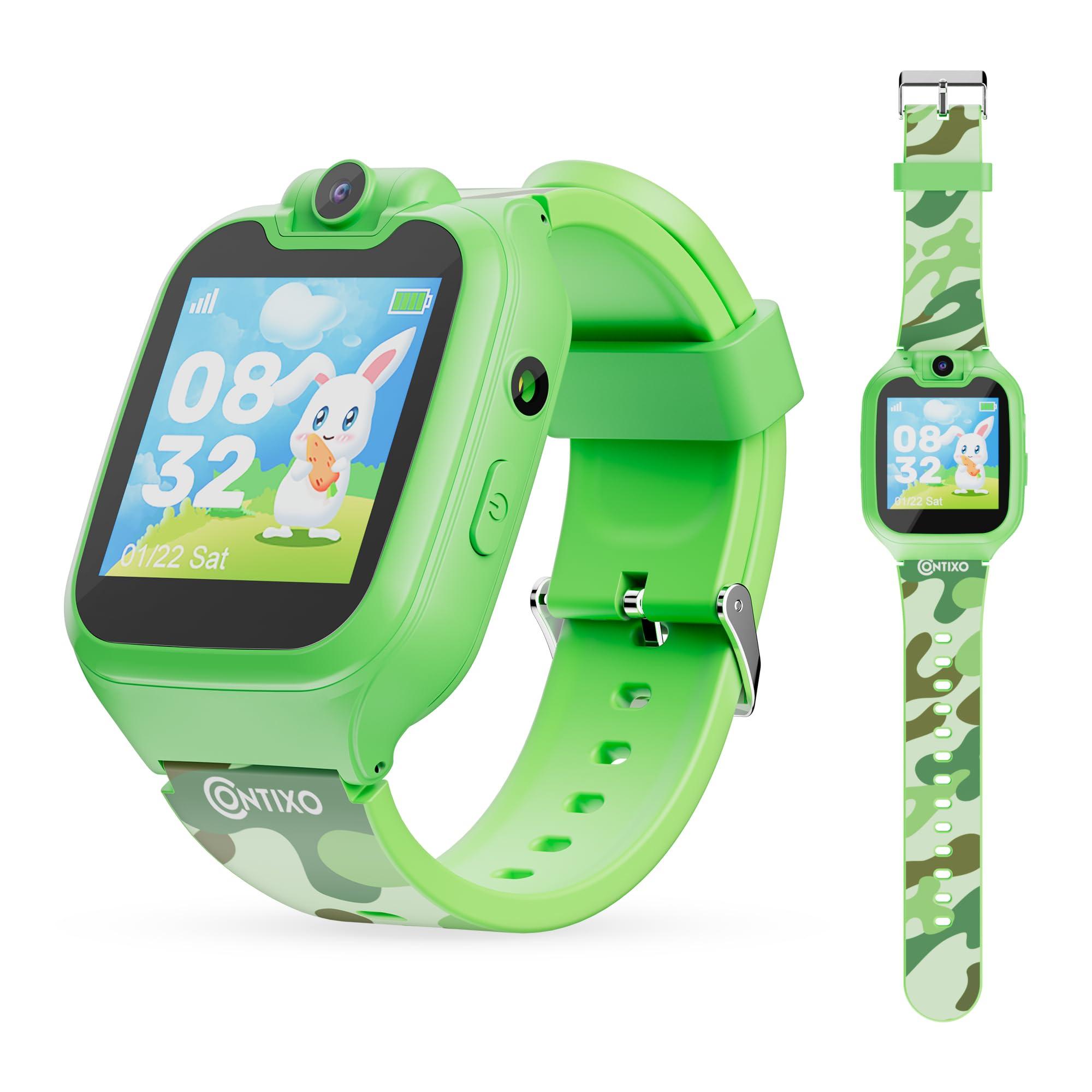 Contixo Kids Smart Watch-HD Touch Screen Educational Smartwatch with Camera, Video & Audio Recording, MP3 Music Player for Kids 3-12 Year Old Boys and Girls Children-Green