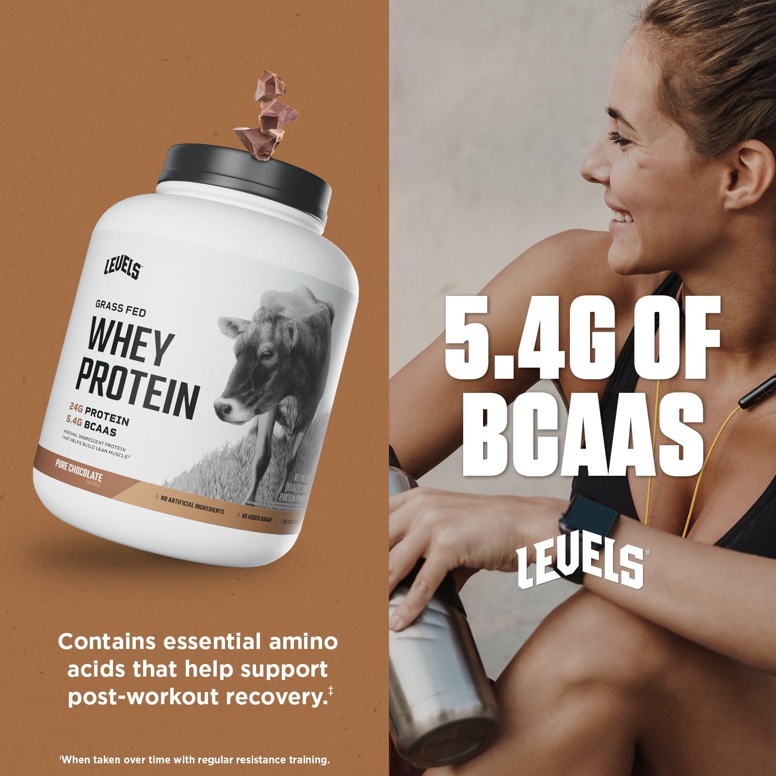 Levels Grass Fed Whey Protein Powder, No Artificials, 24G of Protein, Pure Chocolate, 5LB - Image 5