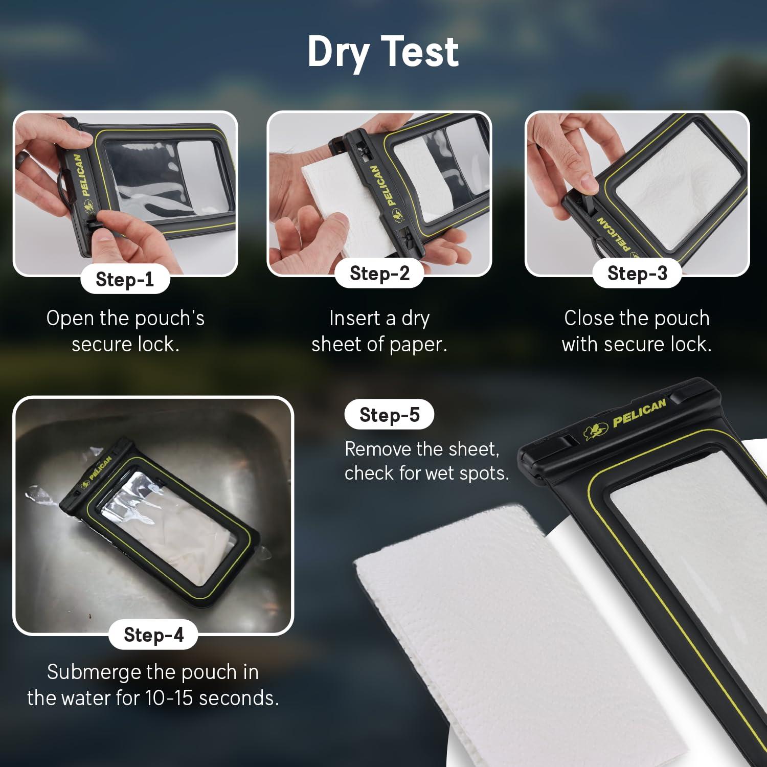 Pelican Marine - IP68 Waterproof Phone Pouch/Case (Regular Size) - Floating Waterproof Phone Case for iPhone 14 Pro Max/ 13 Pro Max/ 12 Pro Max/ 11/ S23 Ultra - Detachable Lanyard - Black/Yellow - Image 8