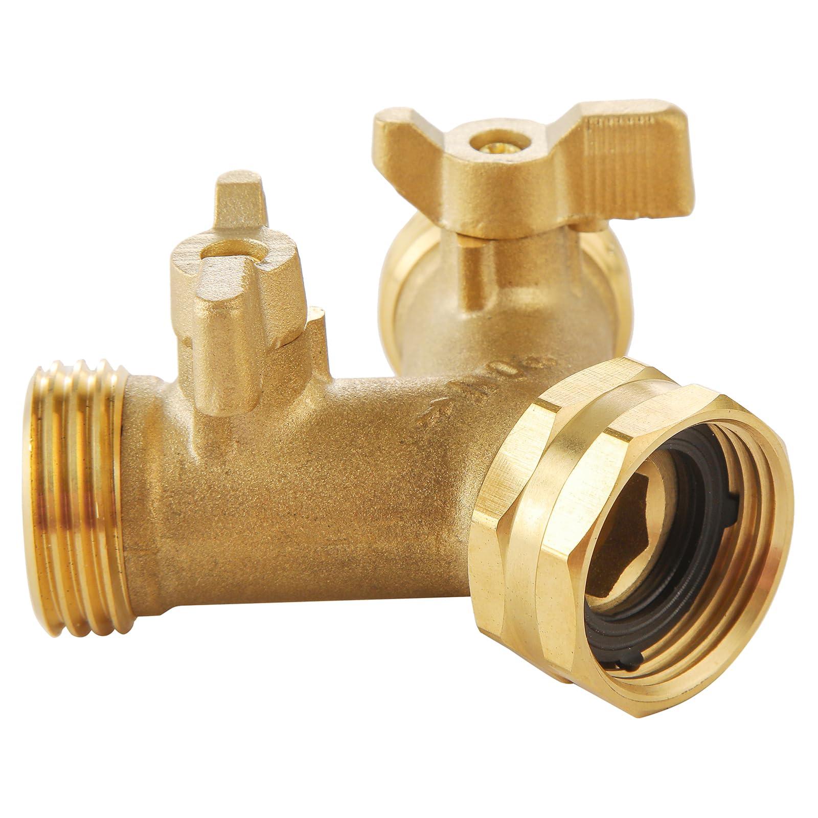 Garden Hose Splitter 2 Way Heavy Duty, Outdoor Faucet Splitter 2 Way, Solid Brass Spigot Splitter Hose Y Splitter with Shutoff Valve - Image 4