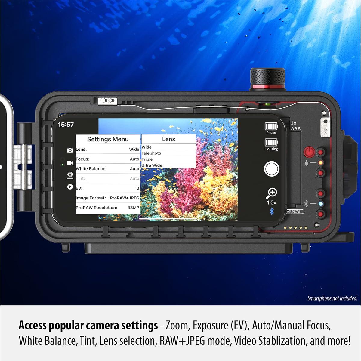 SeaLife SportDiver Ultra Underwater Smartphone Scuba Housing – Dive to 130', Waterproof Photography, Easy Camera Controls, with Leak Alarms, Fits Most Phones - Image 6