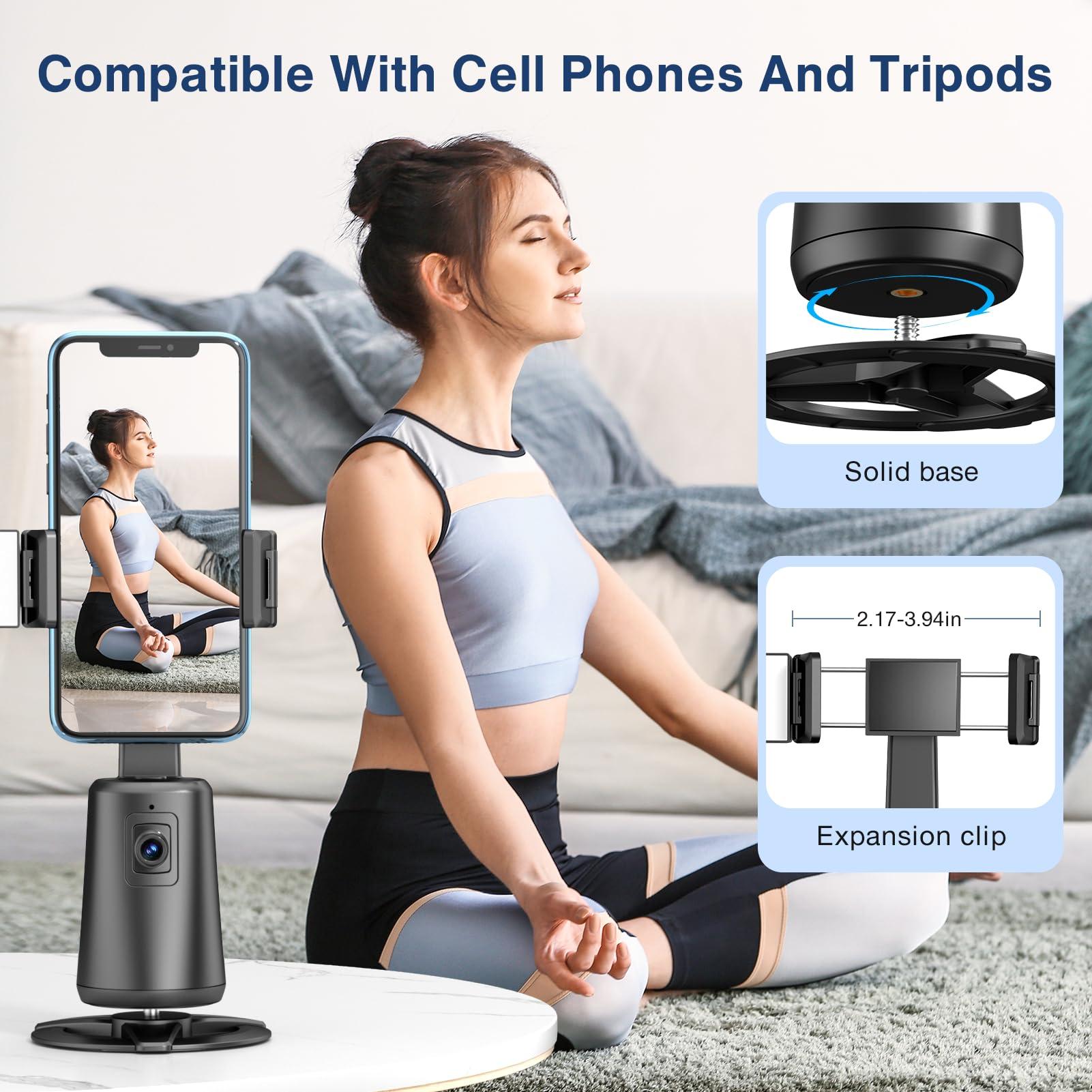 Auto Face Tracking Tripod 360° Rotating Cell Phone Photo and Video Kits Stand, No App, Camera Stand with Remote and Gesture Control, Rechargeable Smart Shooting Stand for Live Recording Tiktok（Black） - Image 5