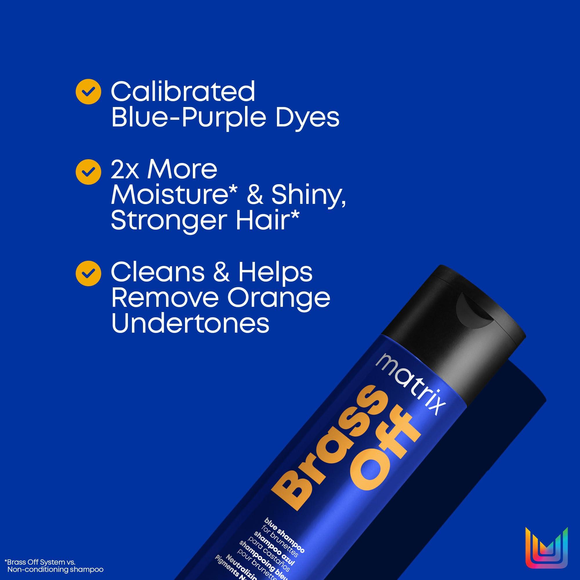Matrix Brass Off Toning Blue Shampoo - Refreshes and Neutralizes Brassy Tones, For Color Treated Hair, Lightened Brunettes or Dark Blondes - Image 4
