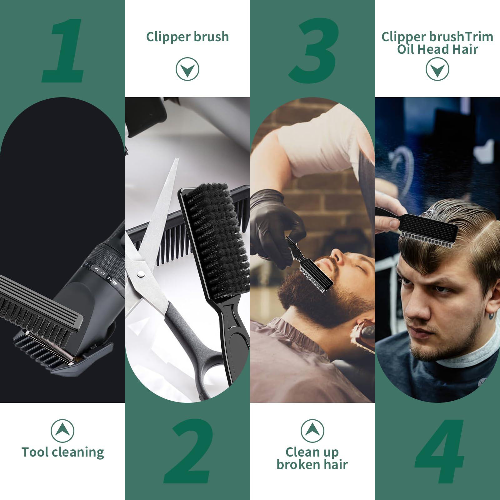 SQULIGT 10 Pcs Barber Clipper Cleaning Brush and 2 Pcs Beard Comb, Barber Accessories, Beard Styling Detangling Combs, Blade Trimmer Cleaning Mini Brushes Bulk Set, Beard Hair Combs Tool Set(Black) - Image 5