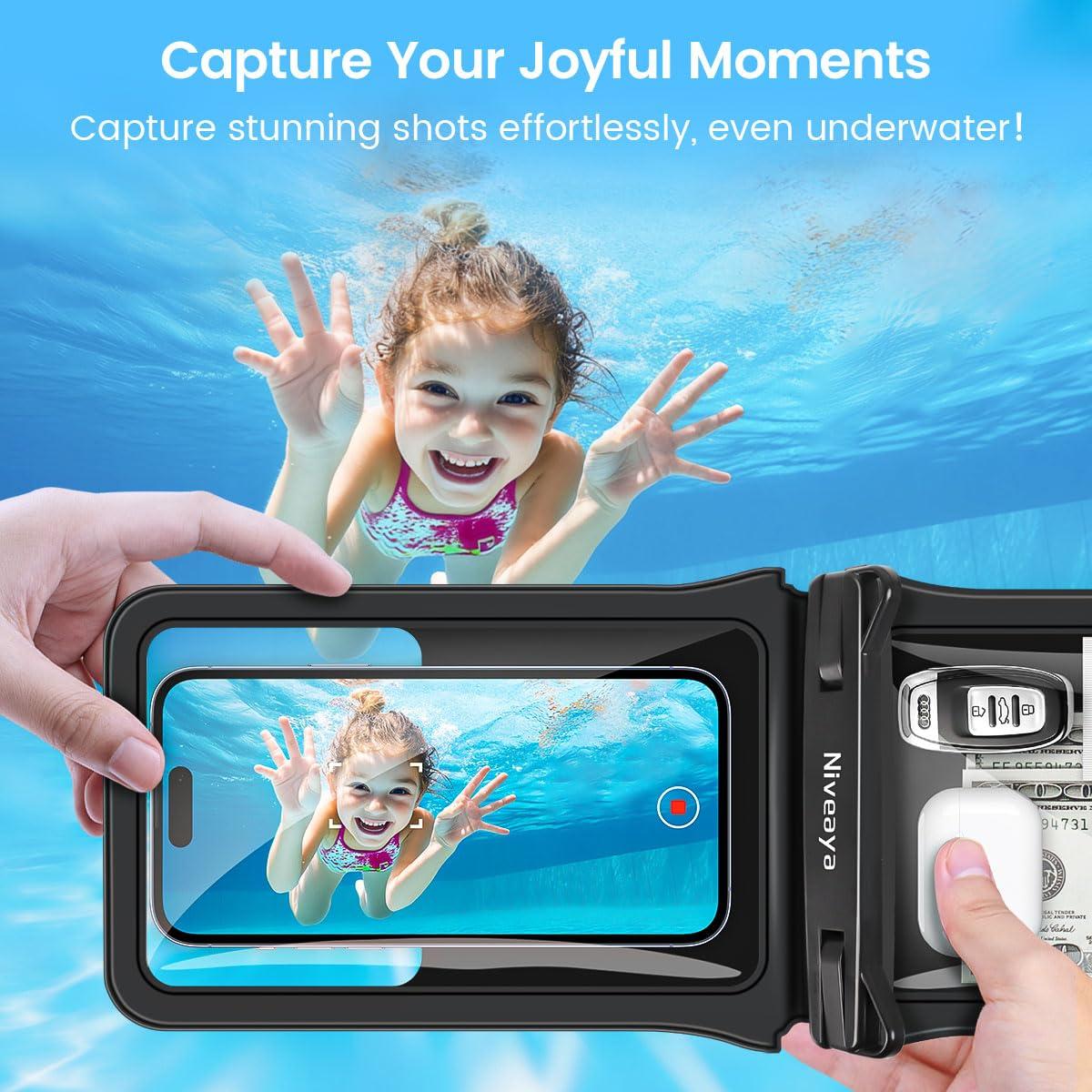 Niveaya Double Space Waterproof Phone Pouch - 2 Pack, Waterproof Phone Lanyard Case with iPhone 16/15/14/13/12 Pro Max up to 8.3", Phone Dry Bags for Vacation Beach Pool Kayak Cruise Travel Essentials - Image 6