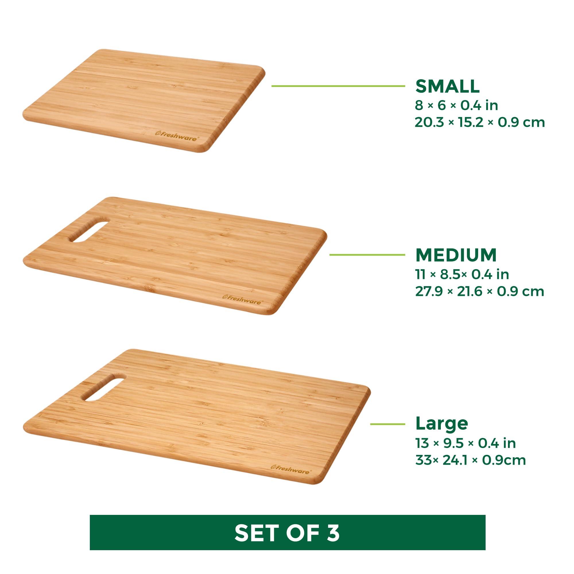 Bamboo Cutting Boards for Kitchen [Set of 3] Wood Cutting Board for Chopping Meat, Vegetables, Fruits, Cheese, Knife Friendly Serving Tray with Handles - Image 2