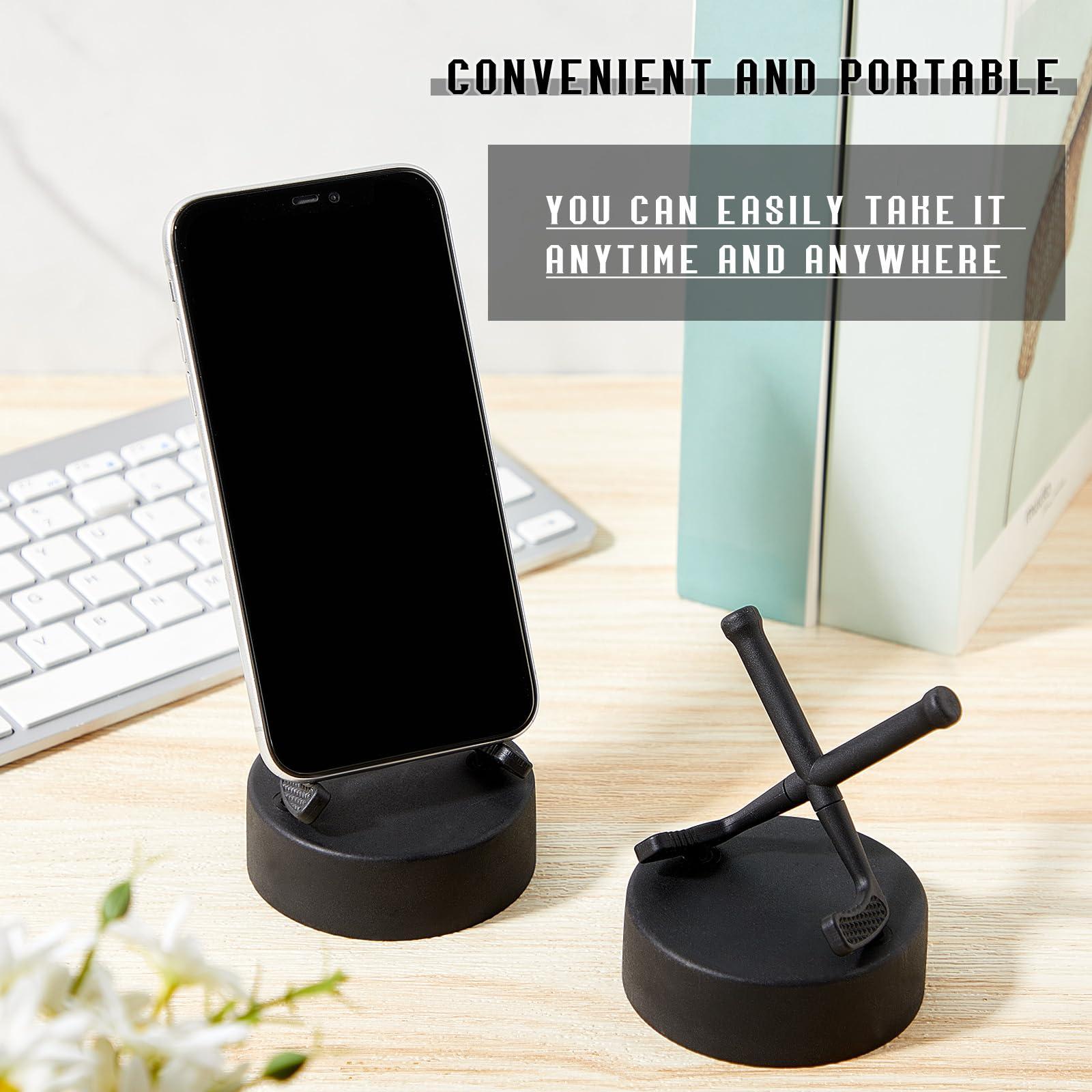 Dunzy Hockey Puck Phone Stand Hockey Cell Phone Stand Universal Smartphone Holder for Desk Accessories Home Office Desktop, Compatible with Most Mobile Phones(2 Pcs) - Image 4
