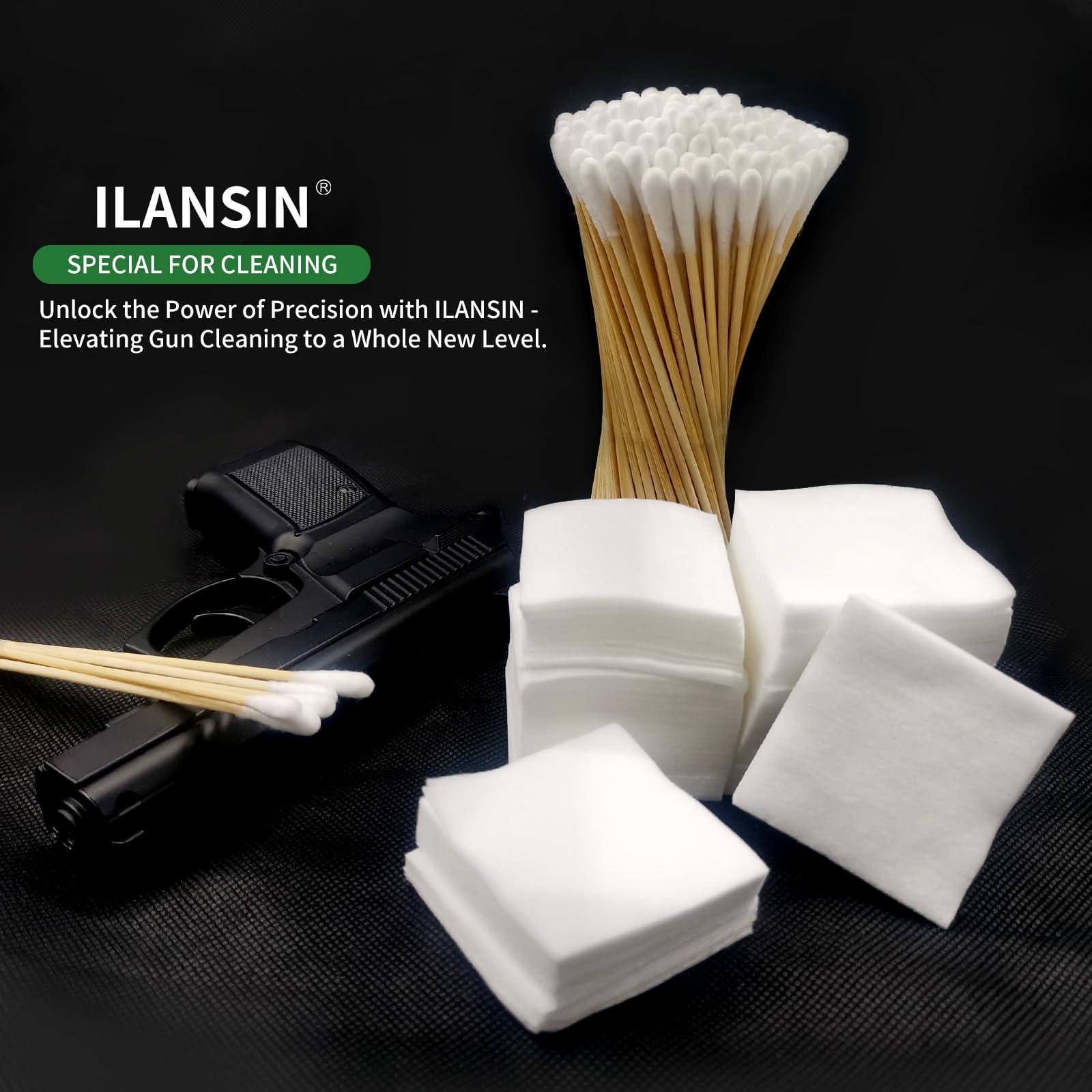 ILANSIN 1700PCS gun cleaning supplies—1500PCS Gun Cleaning Patches +200PCS Gun Cleaning swabs,2"x2"Lint Free Gun Cleaning Rags,6"Long Cotton swabs for 9mm and All Caliber of Firearms.Gun Cleaning Kit - Image 6