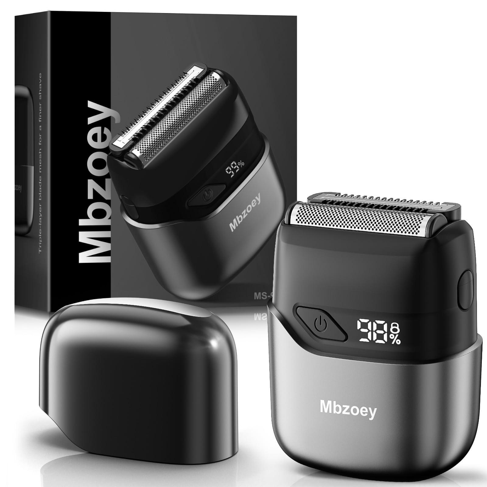 Electric Foil Shavers for Men, Mini Electric Razor, Compact Face Shaver, IPX7 Waterproof Wet Dry Cordless Razor, LED Display, USB-C Fast Rechargeable