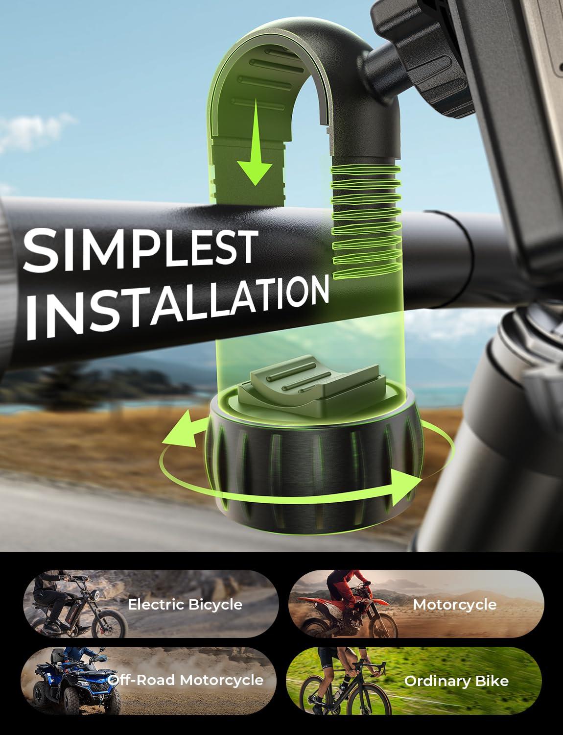 LISEN Bike Phone Holder, [Super Easy Install] Ultra Stable Motorcycle Phone Mount, Bicycle Handlebar Holder Mount for Adults Kids, Bike Bicycle Ebike Gear Accessories, for iPhone Samsung Google Pixel - Image 3