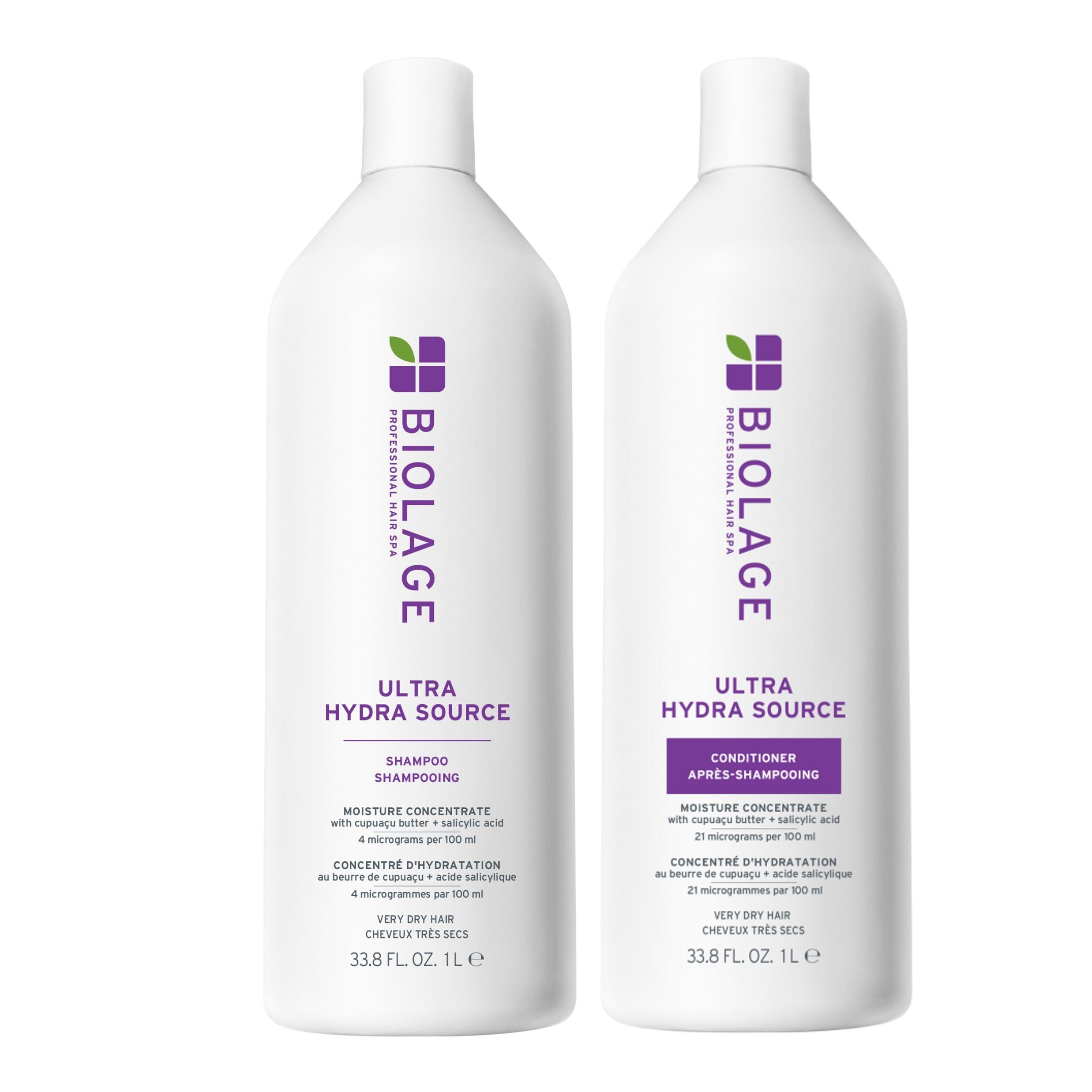 Biolage Ultra Hydra Source Shampoo & Conditioner Set - Renews Hair's Moisture and Deeply Conditions With Frizz Control, For Very Dry Hair, Silicone-Free & Vegan, 33.8 Fl Oz