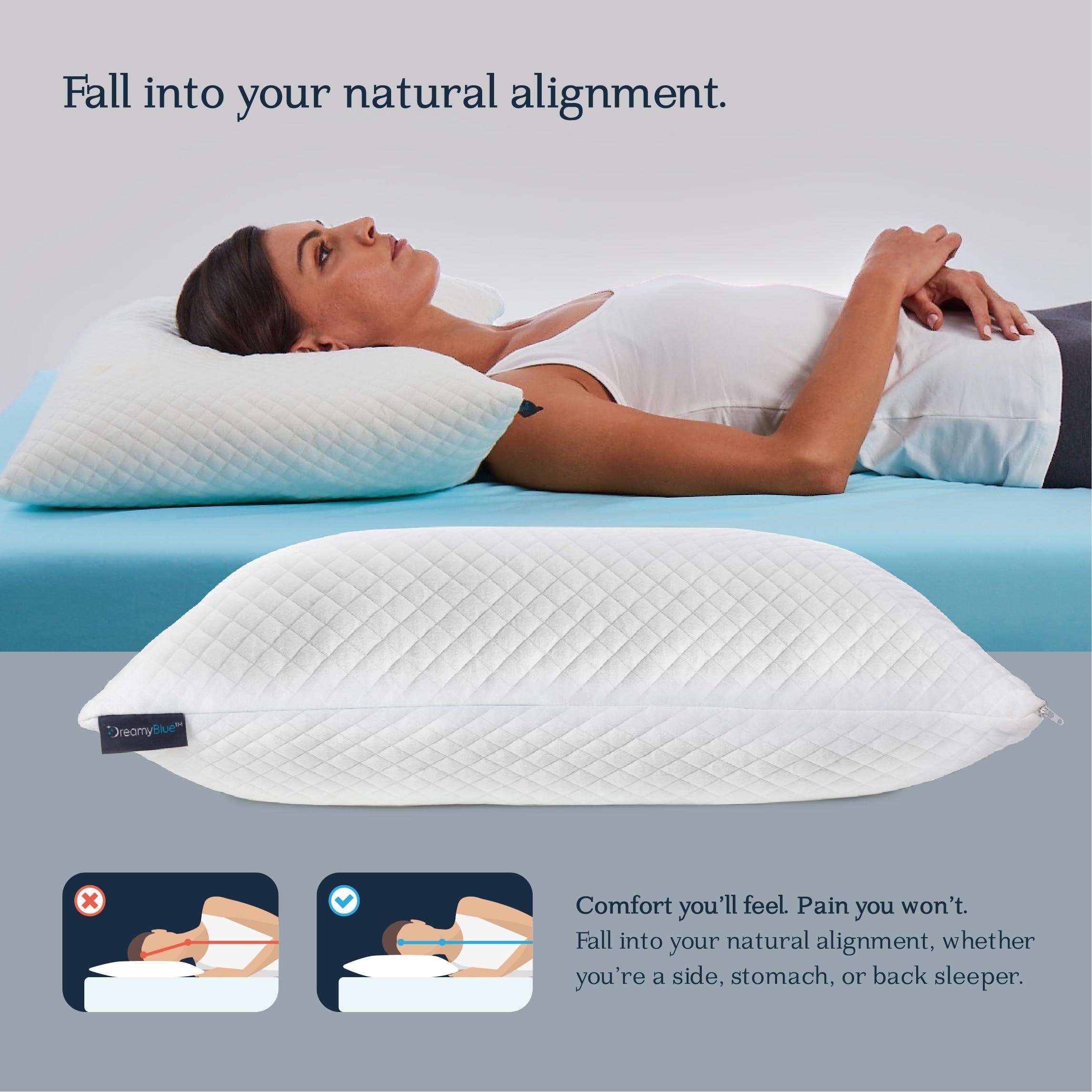 DreamyBlue Signature Pillow w/Adjustable Loft • Shredded Memory Foam Fill • Neutral Alignment for Side, Back, and Stomach Sleepers • Washable Bamboo Rayon Cover • CertiPUR-US Certified Foam (Queen) - Image 3
