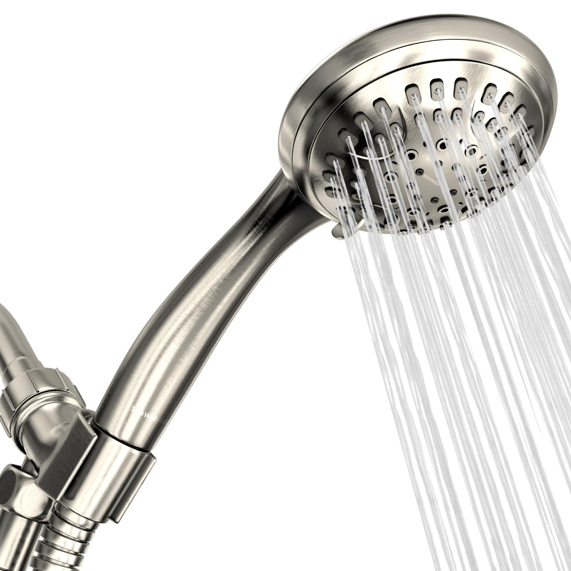 ShowerMaxx, Luxury Spa Series, 6 Spray Settings 4.5 inch Hand Held Shower Head, Extra Long Stainless Steel Hose, MAXX-imize Your Shower with Showerhead in Brushed Nickel Finish