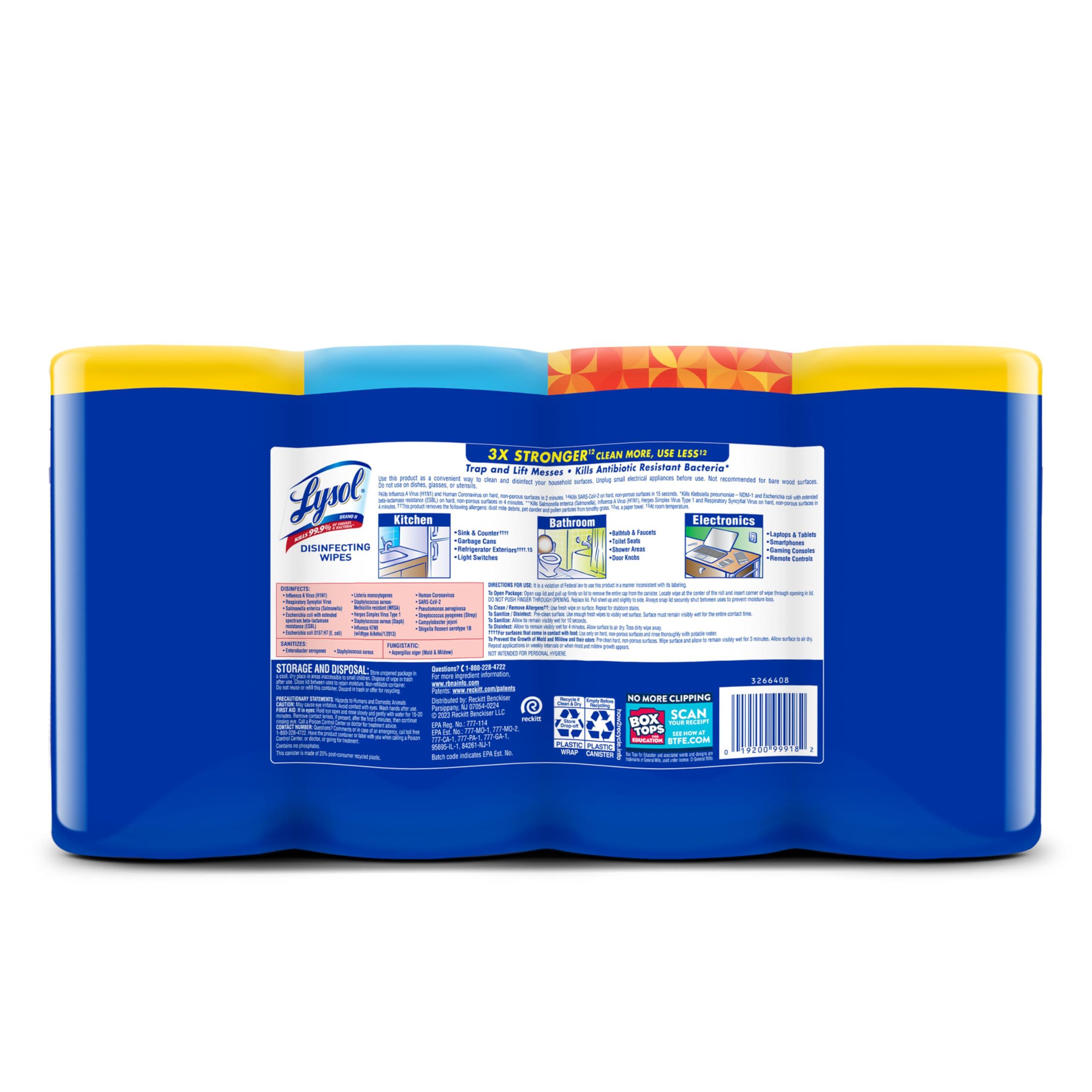 Lysol Disinfecting Wipes Bundle, Home Apartment Dorm Room Essentials and Cleaning Supplies, All Purpose Cleaner, Multi-surface Cleaning Wipes, Multi-Scent Sanitizing Wipes Bundle, 80 Count (4pk) - Image 11