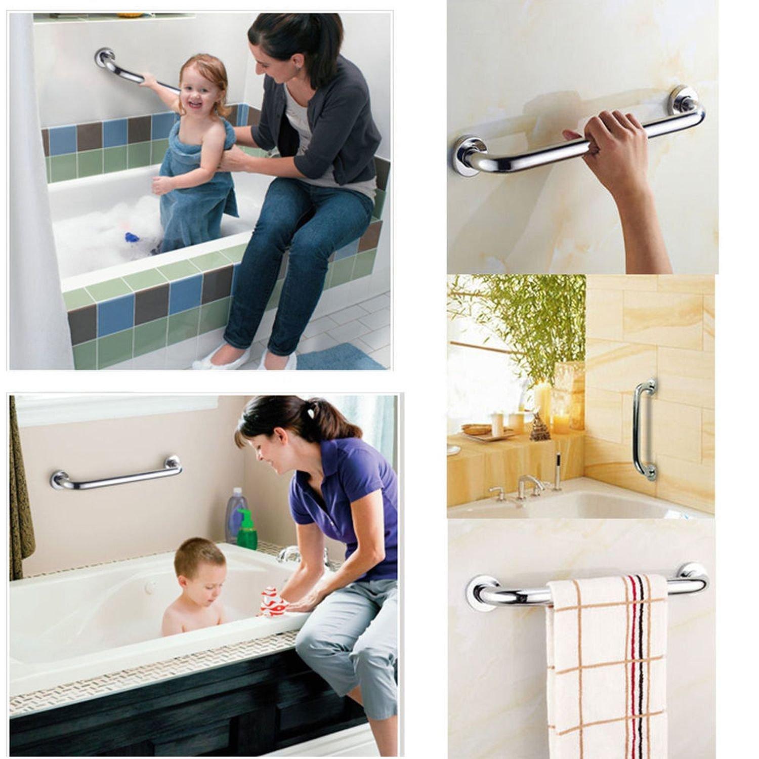 12 Inch Stainless Steel Shower Grab Bar - ZUEXT Shower Handle, Bathroom Balance Bar - Safety Hand Rail Support - Handicap, Elderly, Injury, Senior Assist Bath Handle (w/Self-Adhesive Stick-on Hook) - Image 7