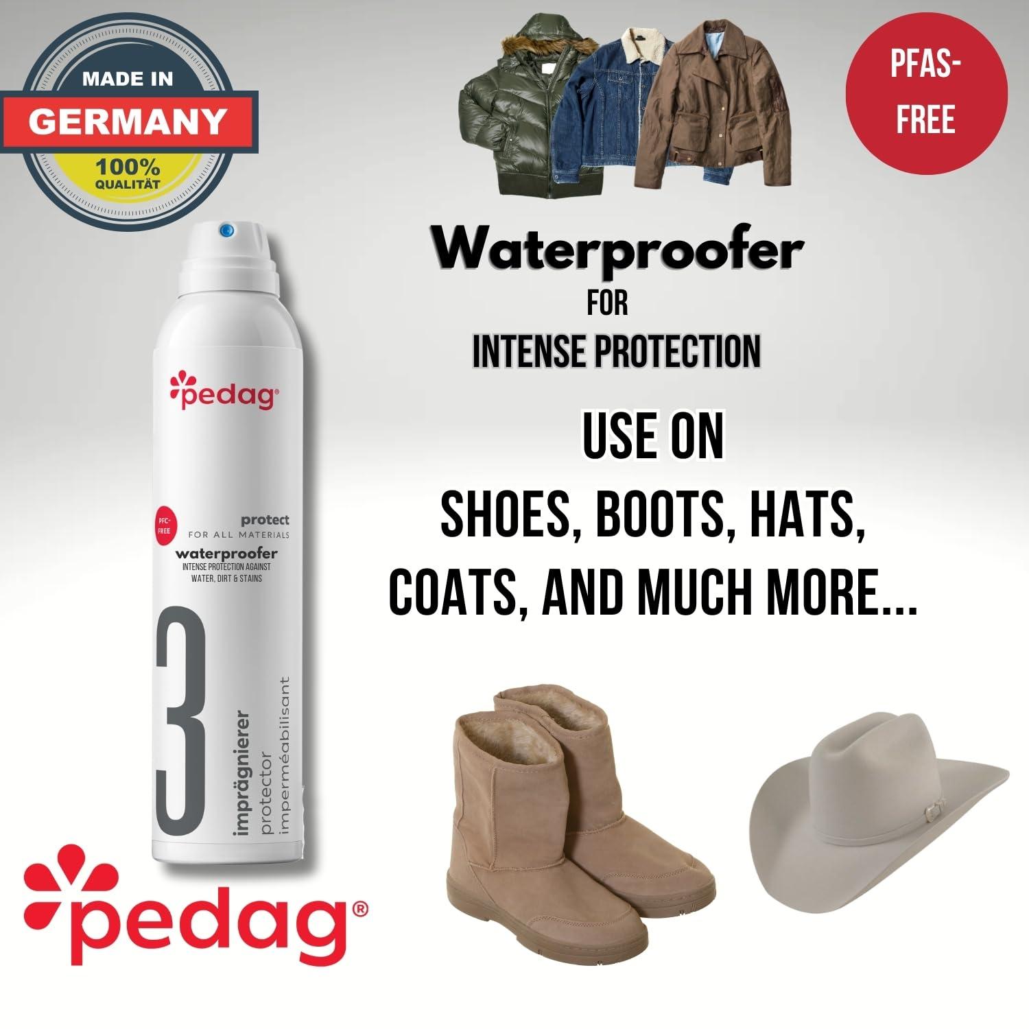 Pedag PFAS-Free Waterproofer | German Made | Heavy Duty Waterproof and Stain Repellent | Canvas & Fabric Spray Protector | Waterproofing Spray and Guard for Boots, Shoes, Tents, Hats, Jackets | 1 Can - Image 4