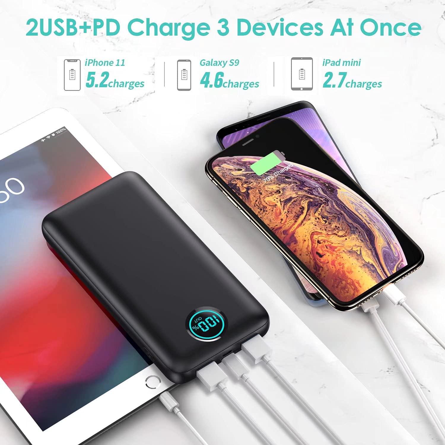 Portable Charger Power Bank 30,800mAh LCD Display Power Bank,25W PD Fast Charging +QC 4.0 Quick Phone Charging Power Bank Tri-Outputs Battery Pack Compatible with iPhone,Android etc(Black) - Image 4