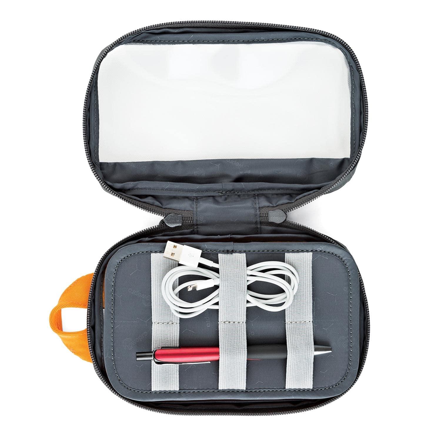 Lowepro GearUp Pouch Mini, Travel Essentials, Travel Case for Phone Cords, Cables, Adapters, USB Sticks, Smartphone Accessories, Made of Recycled Fabric, Grey - Image 5