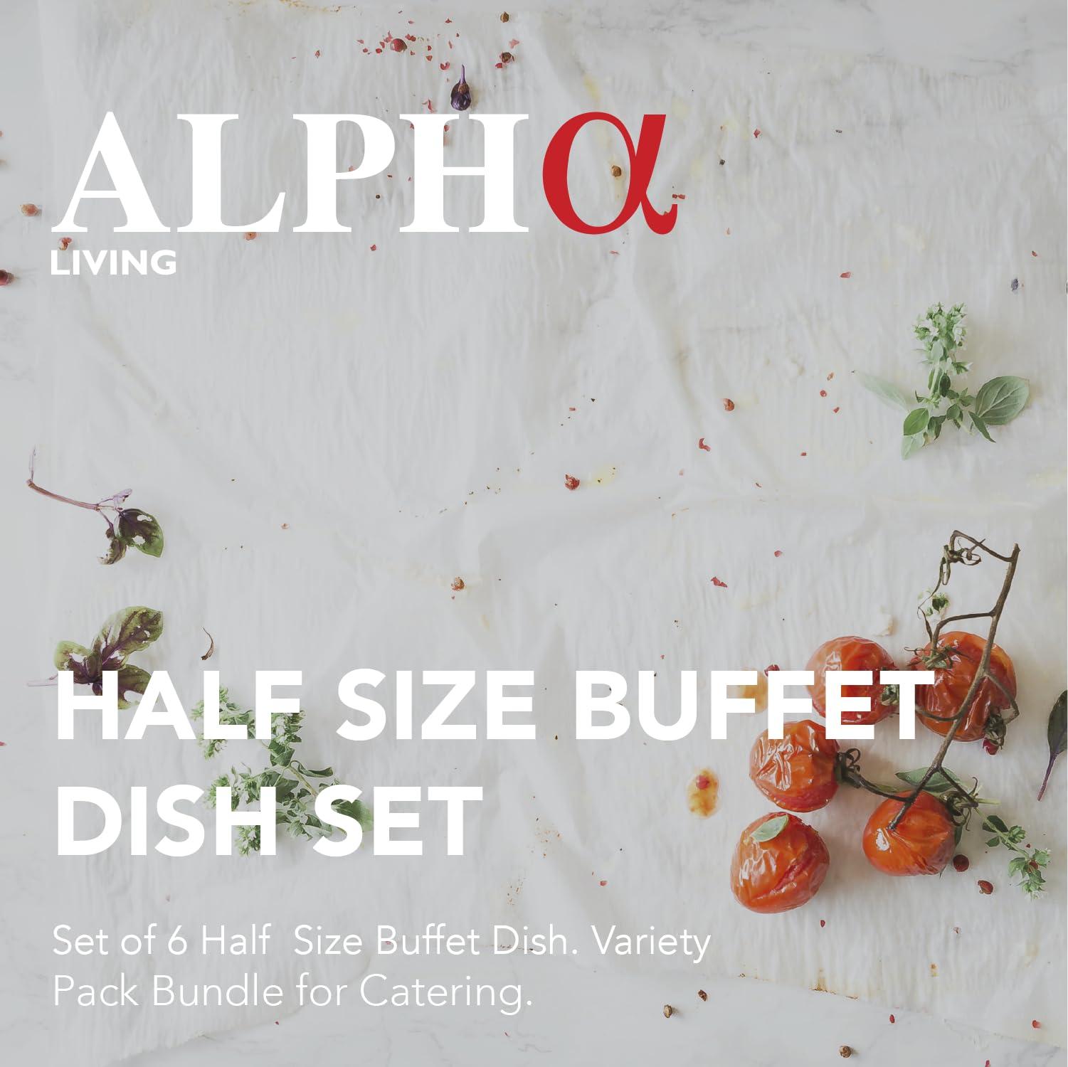 Alpha Living 6 Pack - Disposable Chafing Dish Buffet Set, Welded Body Food Warmers for Parties, Fuel Cans Complete Set, Half Size Pans, Warming Trays - Image 3