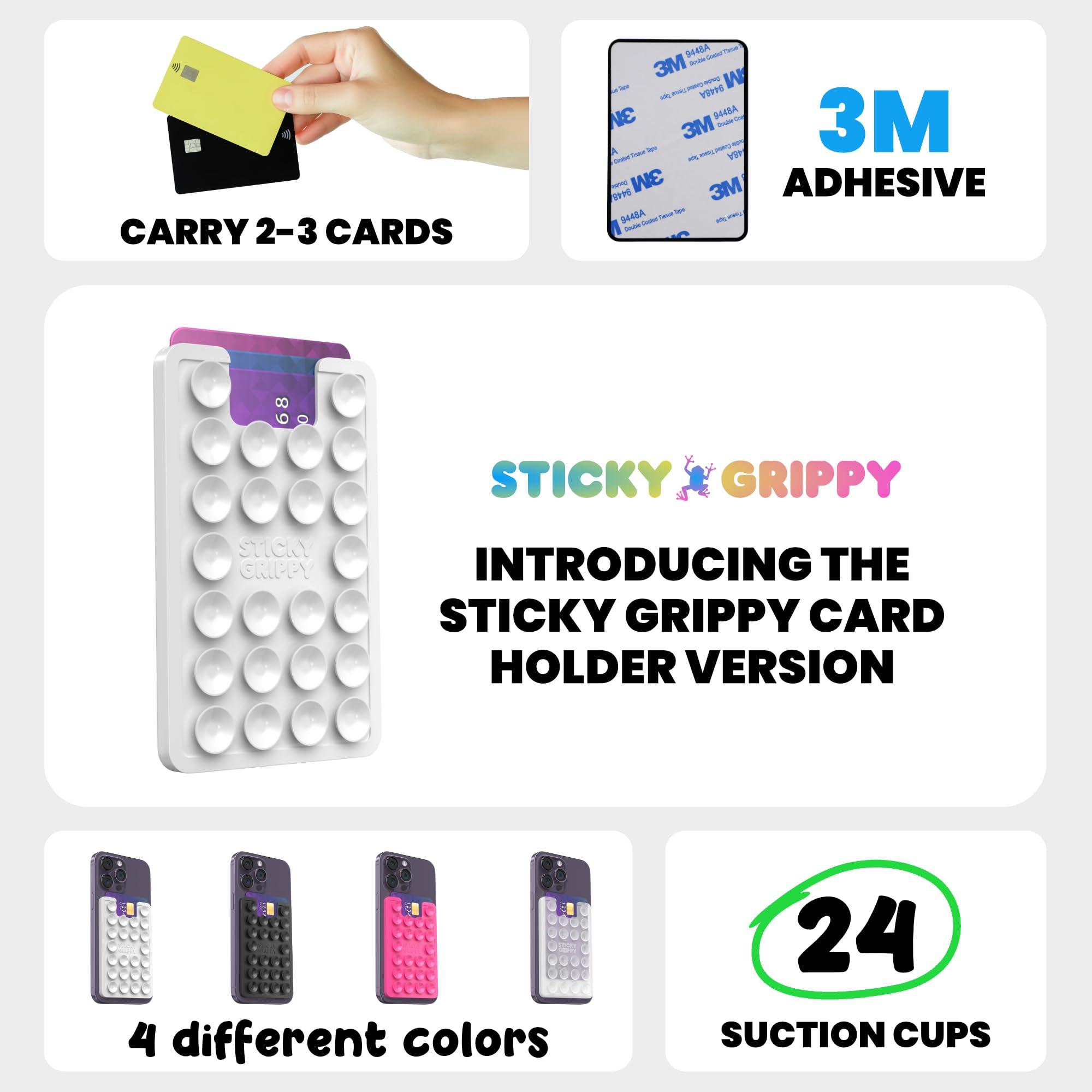 StickyGrippy Suction Phone Card Holder Mount, Phone Wallet, Silicon Adhesive Phone Accessory for iPhone and Android, Hands-Free Mirror Shower Phone Holder, TikTok Videos and Selfies (White) - Image 2