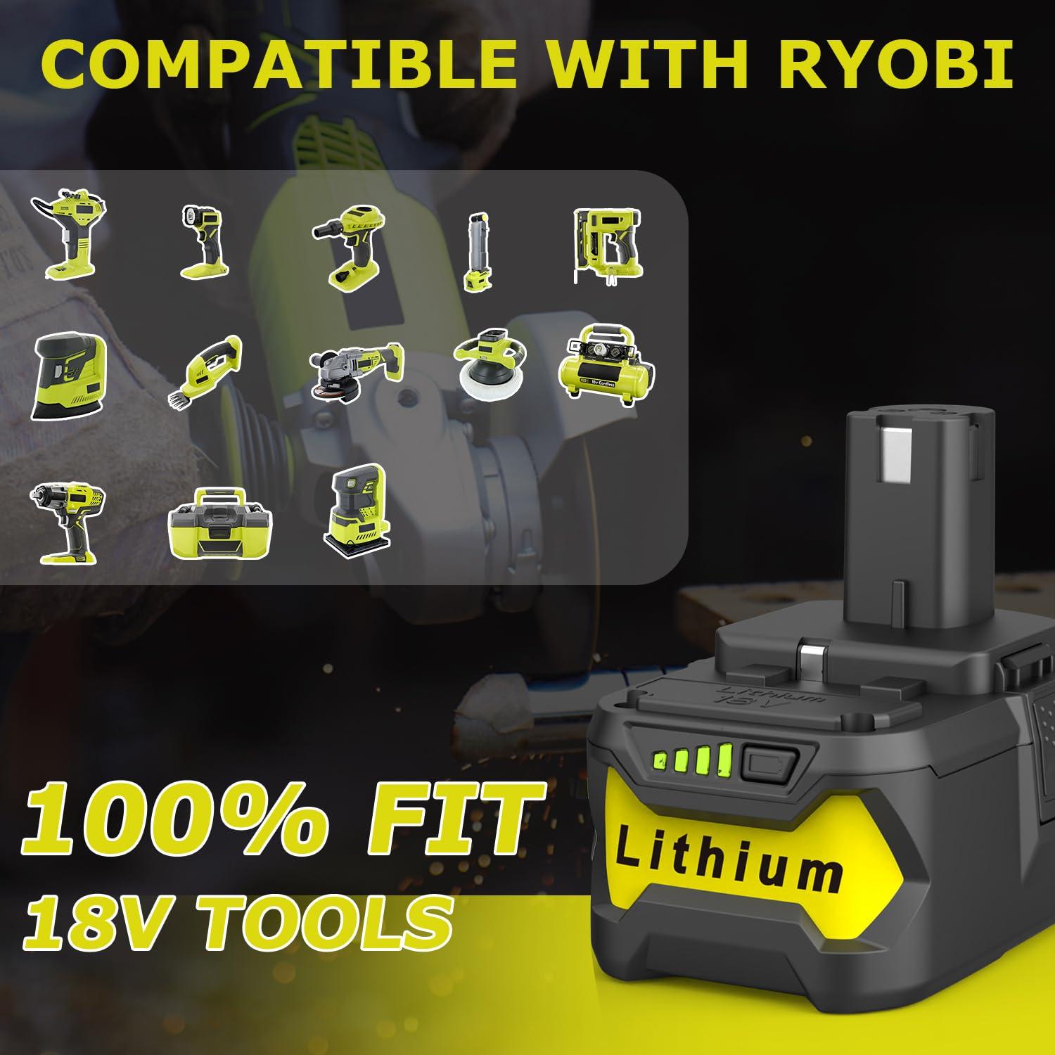 Powilling 2Packs 8.0Ah Battery Replacement for Ryobi 18V Battery, 18 Volt Lithium ion Batteries for Ryobi One 18V Cordless Tools P108 P107 P105 P104 P103 P102 - Image 8