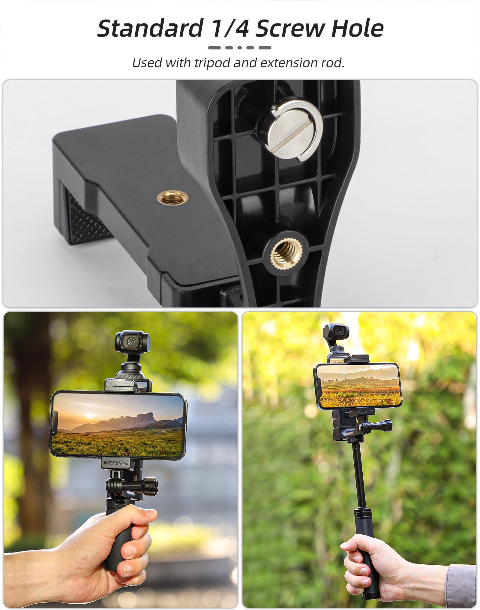 WOENJO DJI Pocket 3 Phone Holder Set Expansion Accessories with 1/4" Thread Hole Compatible with DJI Osmo Pocket 3 and Smartphone, Used with Tripod and Extension Rod - Image 3