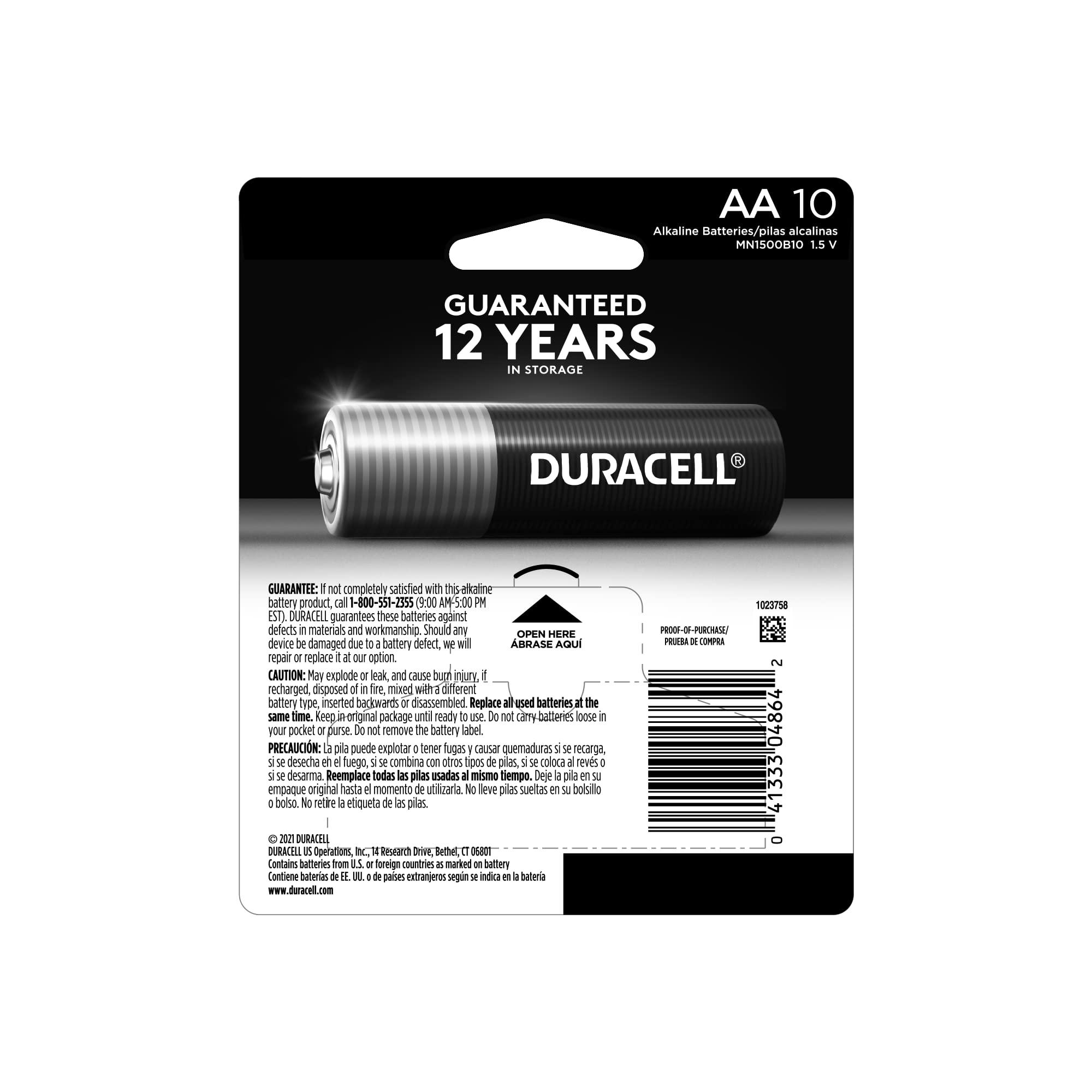 Duracell Coppertop AA Batteries with Power Boost Ingredients, 10 Count Pack Double A Battery with Long-lasting Power, Alkaline AA Battery for Household and Office Devices - Image 2