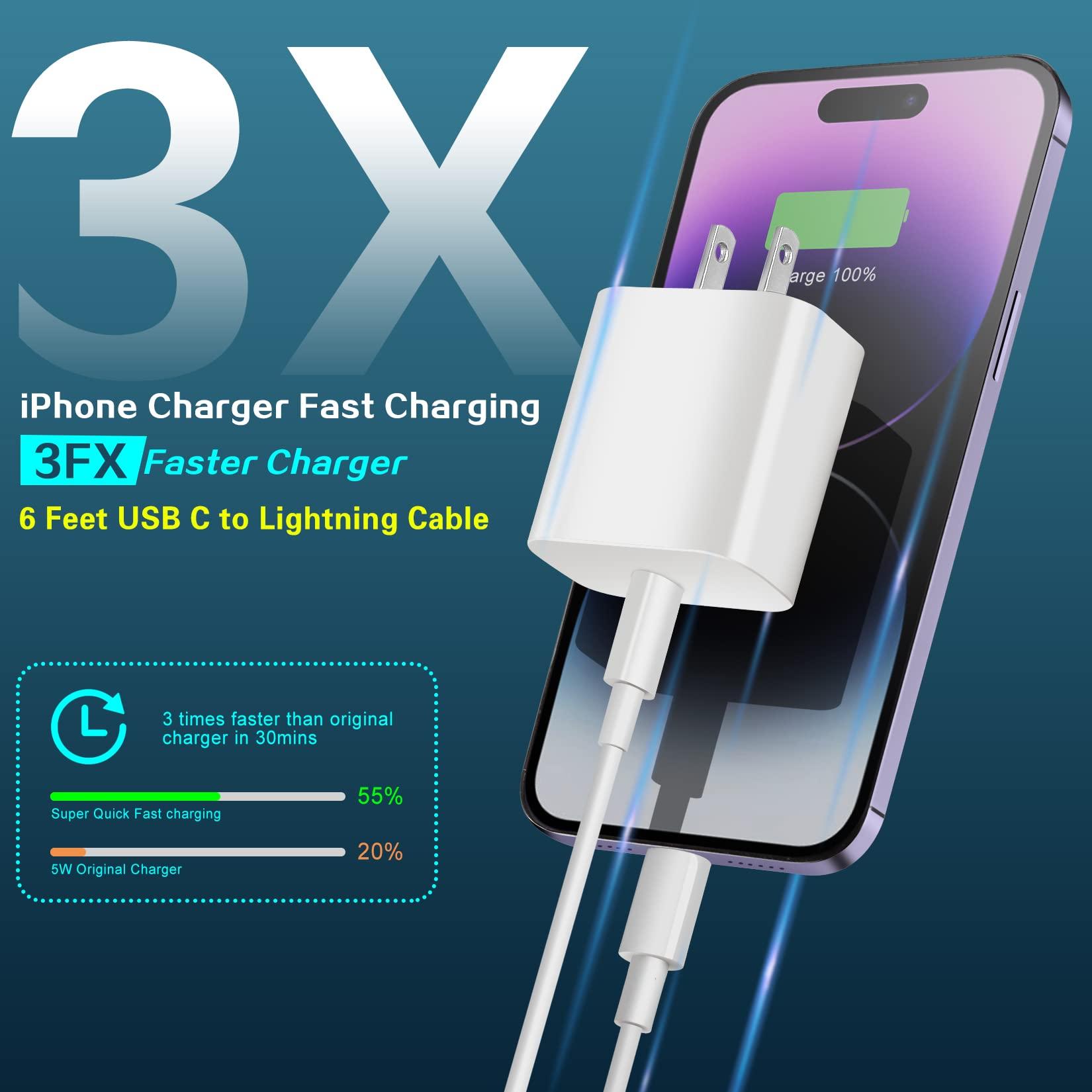 iPhone Charger Fast Charging,[Apple MFi Certified] Apple Charger iPhone Super Quick 2Pack 6FT Type-C to Lightning Cable USB C Wall Charger Plug Adapter for iPhone 14 13 12 11/14Pro Max/13Pro/SE/XR/XS - Image 4