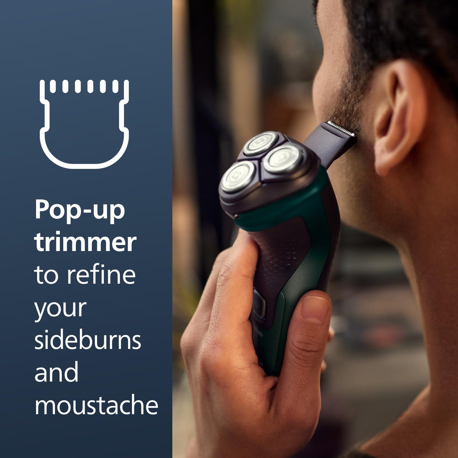 Philips Norelco Shaver 2600 Series, Wet and Dry Electric Shaver, Pop-up Trimmer, P-Cap, Travel Pouch, Dark Forest Green, Model X3052/91 - Image 8